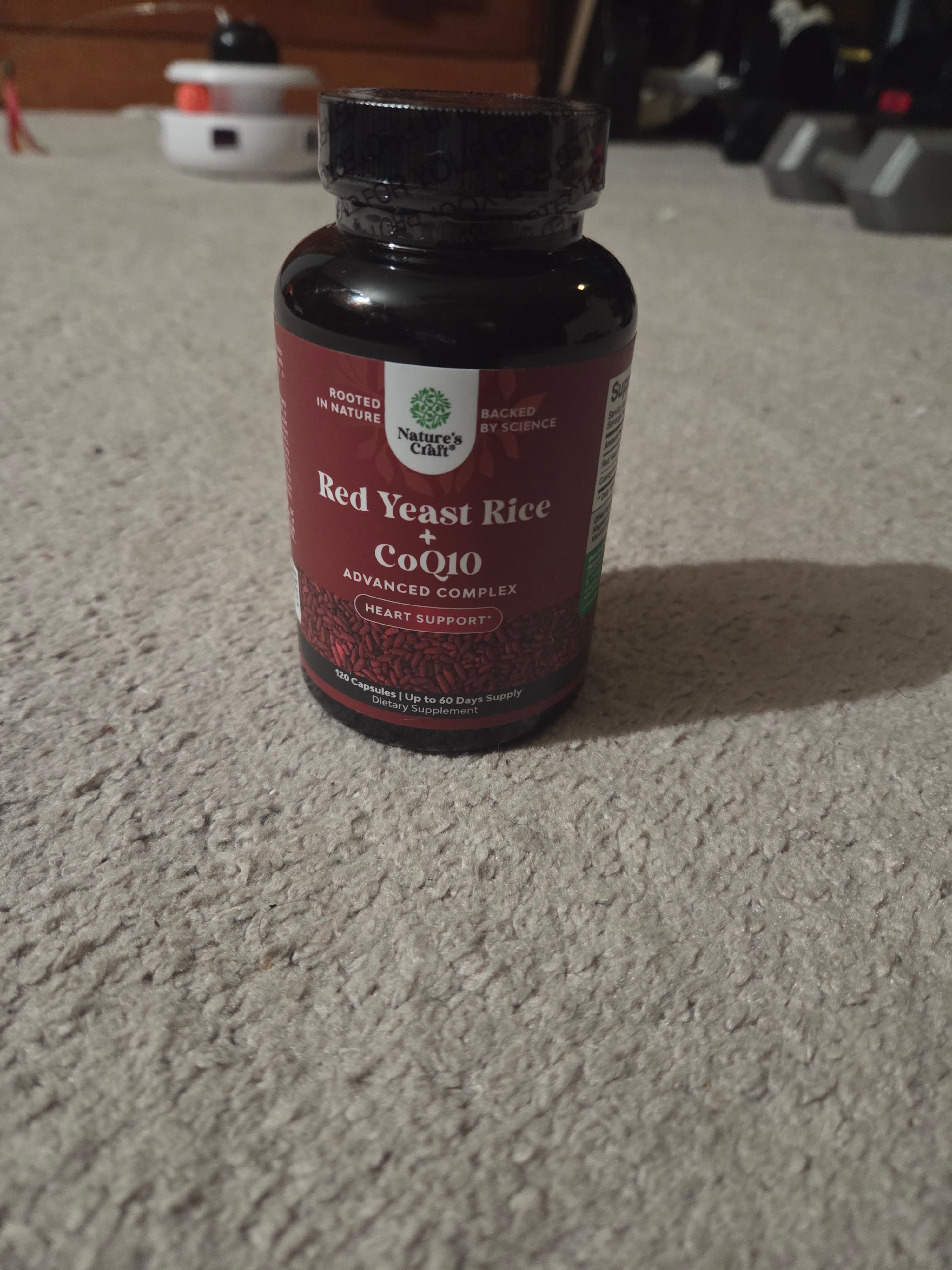 Red Yeast Rice 500mg & CoQ10 50mg Supplement, 120 Capsules (New)