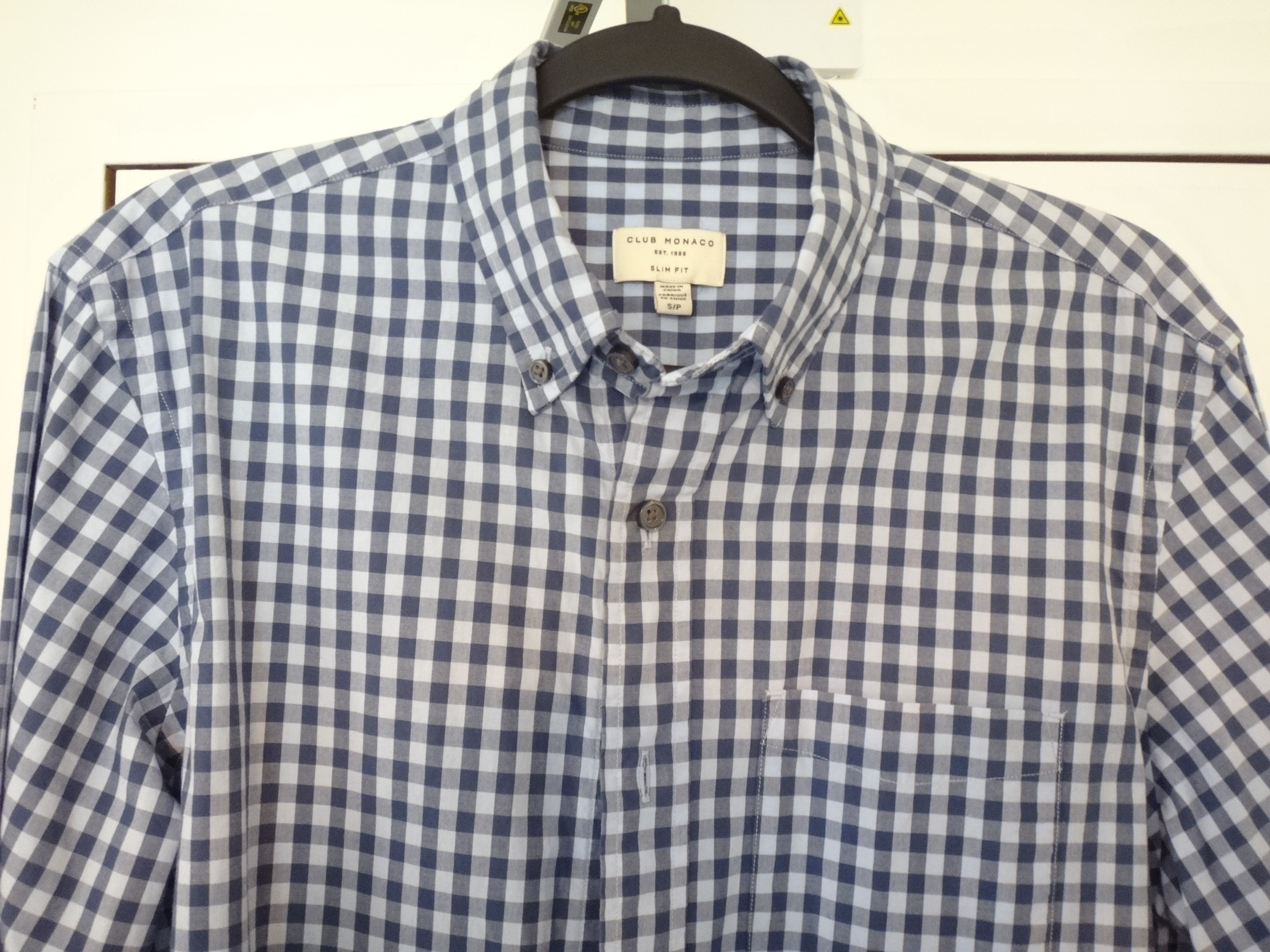 ✅👍🆕CLUB MONACO Men's Small Slim Fit Checkered Blue Shirt - photo 4