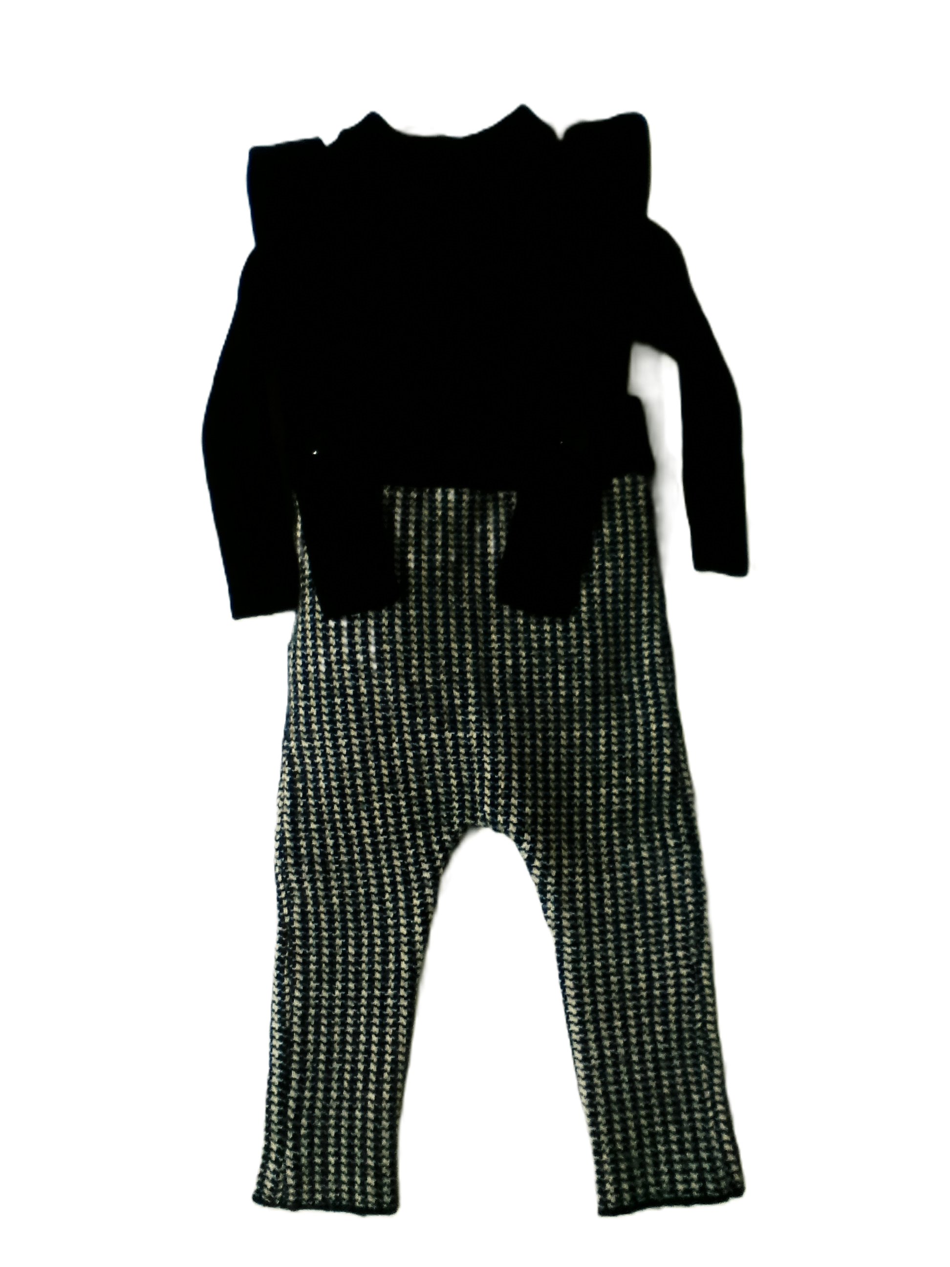 NooVel black + white houndstooth overalls 2 pc #kids #dungarees - photo 2