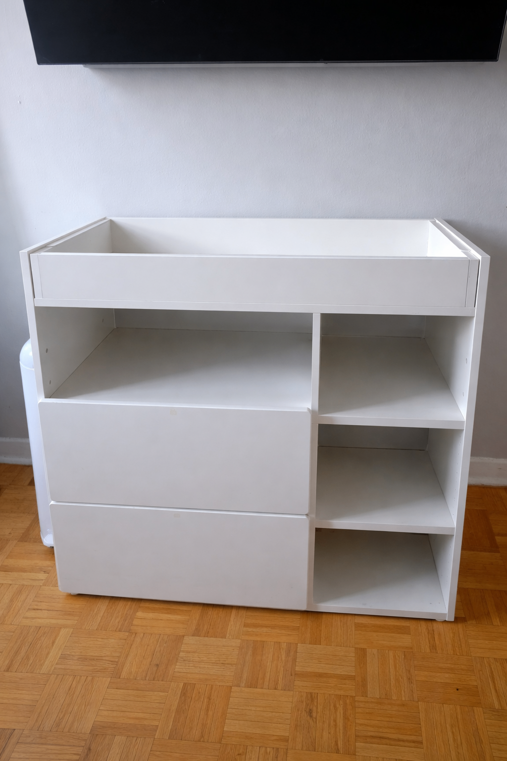 Baby Diaper Changing Table with Storage – White – $50