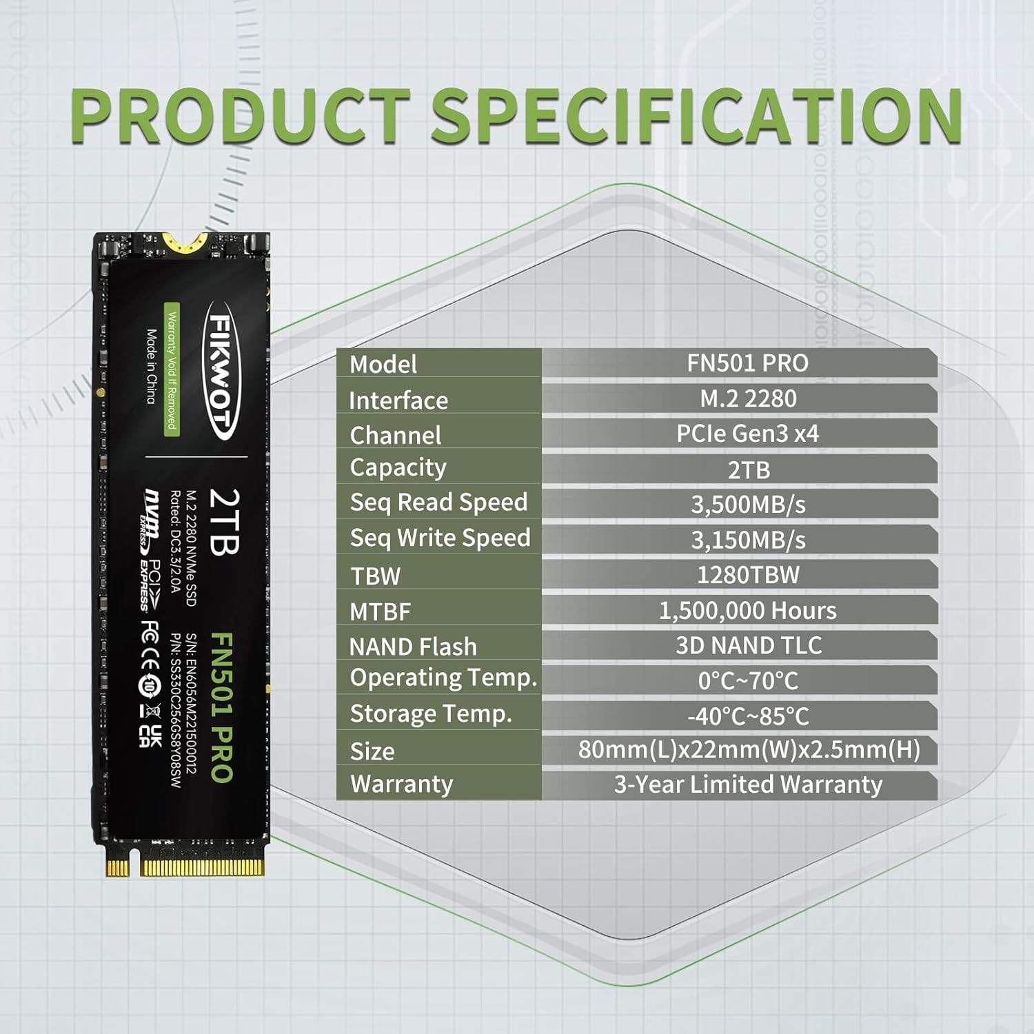 FIKWOT FN501 PRO 2TB M.2 2280 NVMe SSD - New - photo 4