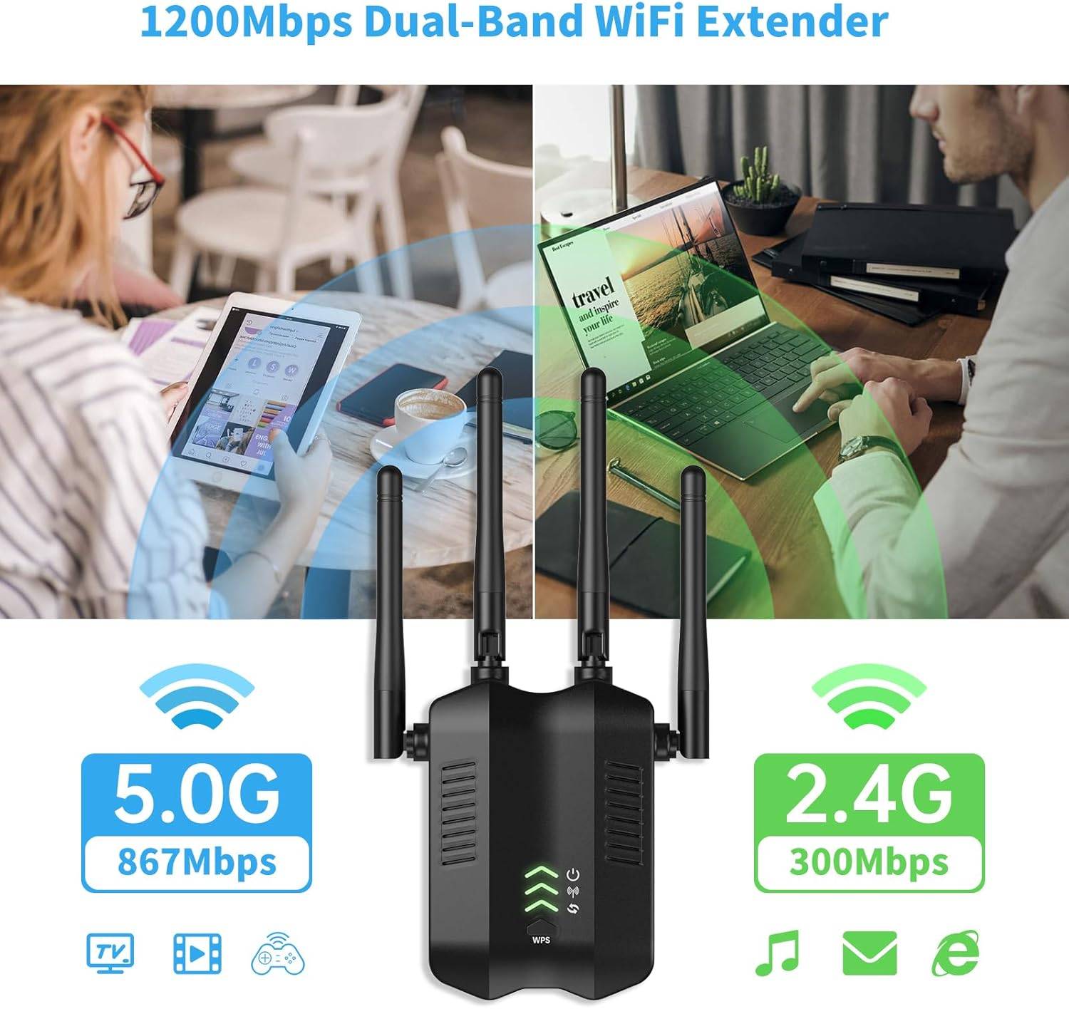 WiFi Repeater 1200Mbps Dual-Band Extender - photo 3