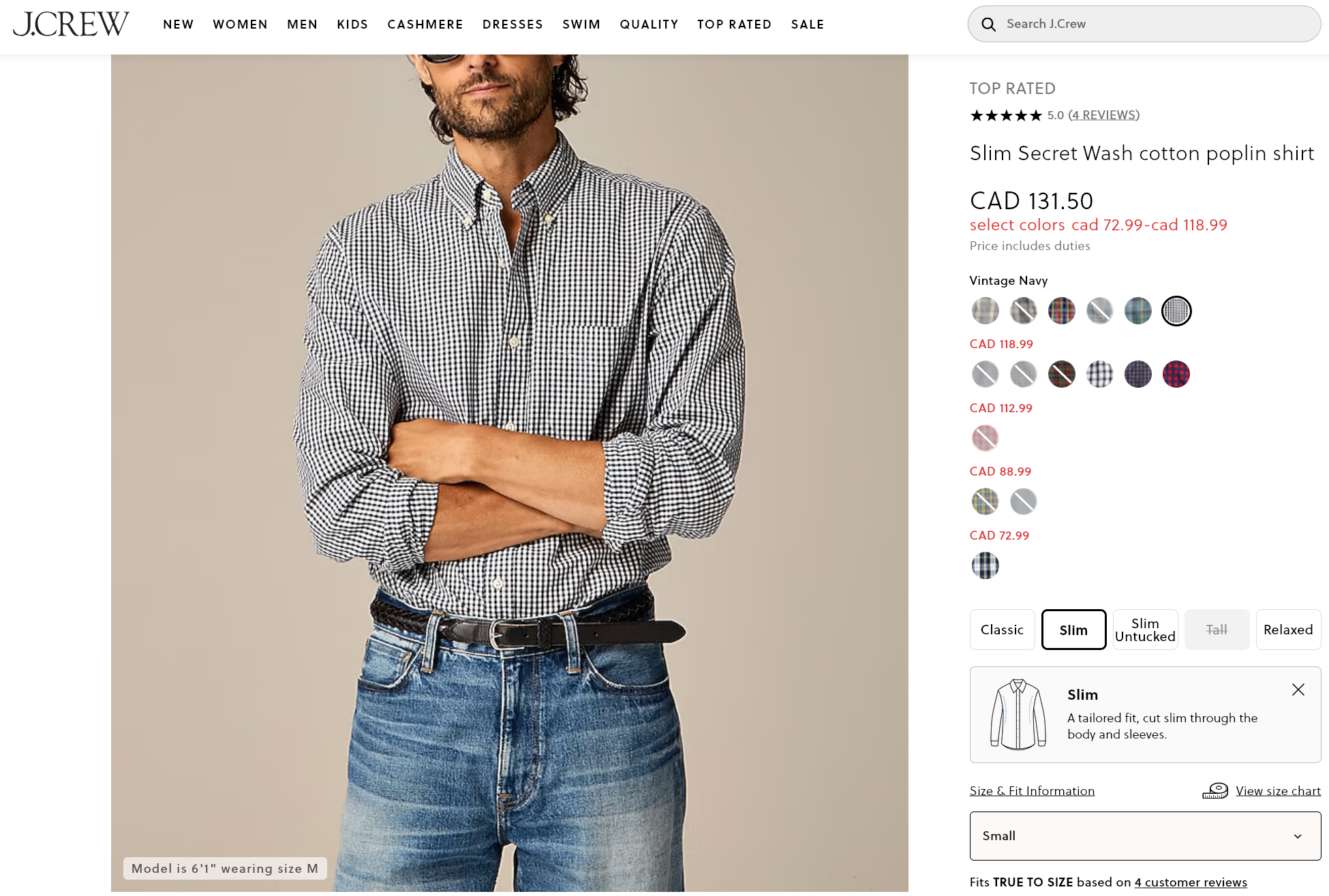 ✅👍🆕J. CREW Men's Small Slim Fit Blue & White Checkered Shirt