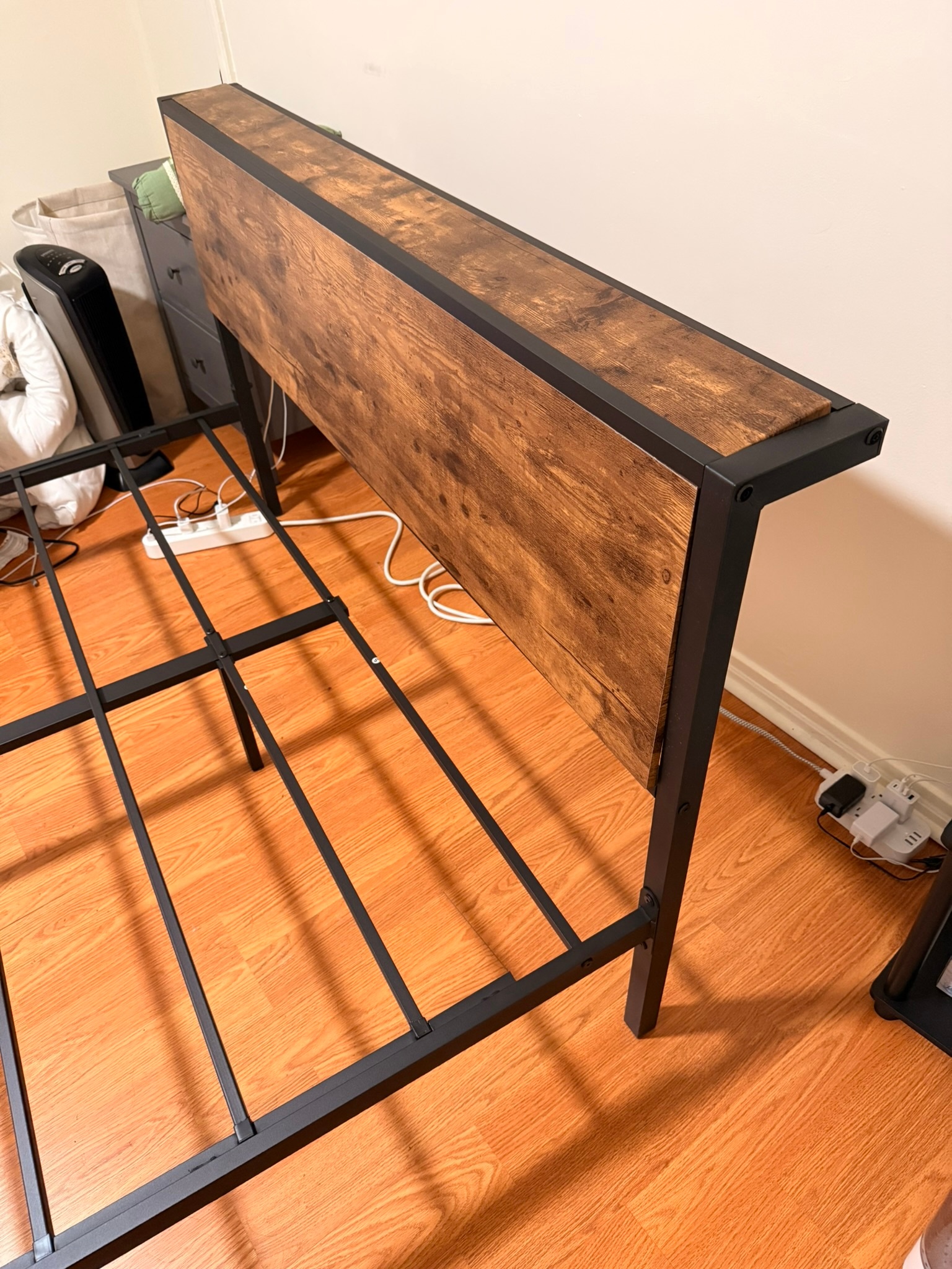 Metal Bed Frame with Wooden Headboard - photo 2