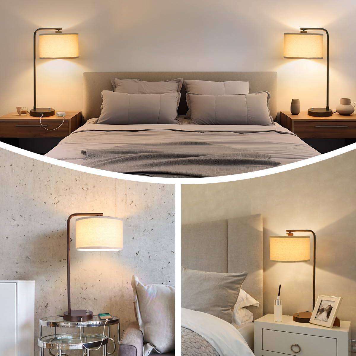 25-inch Tall Table Lamp with Dual USB Ports 2 sets