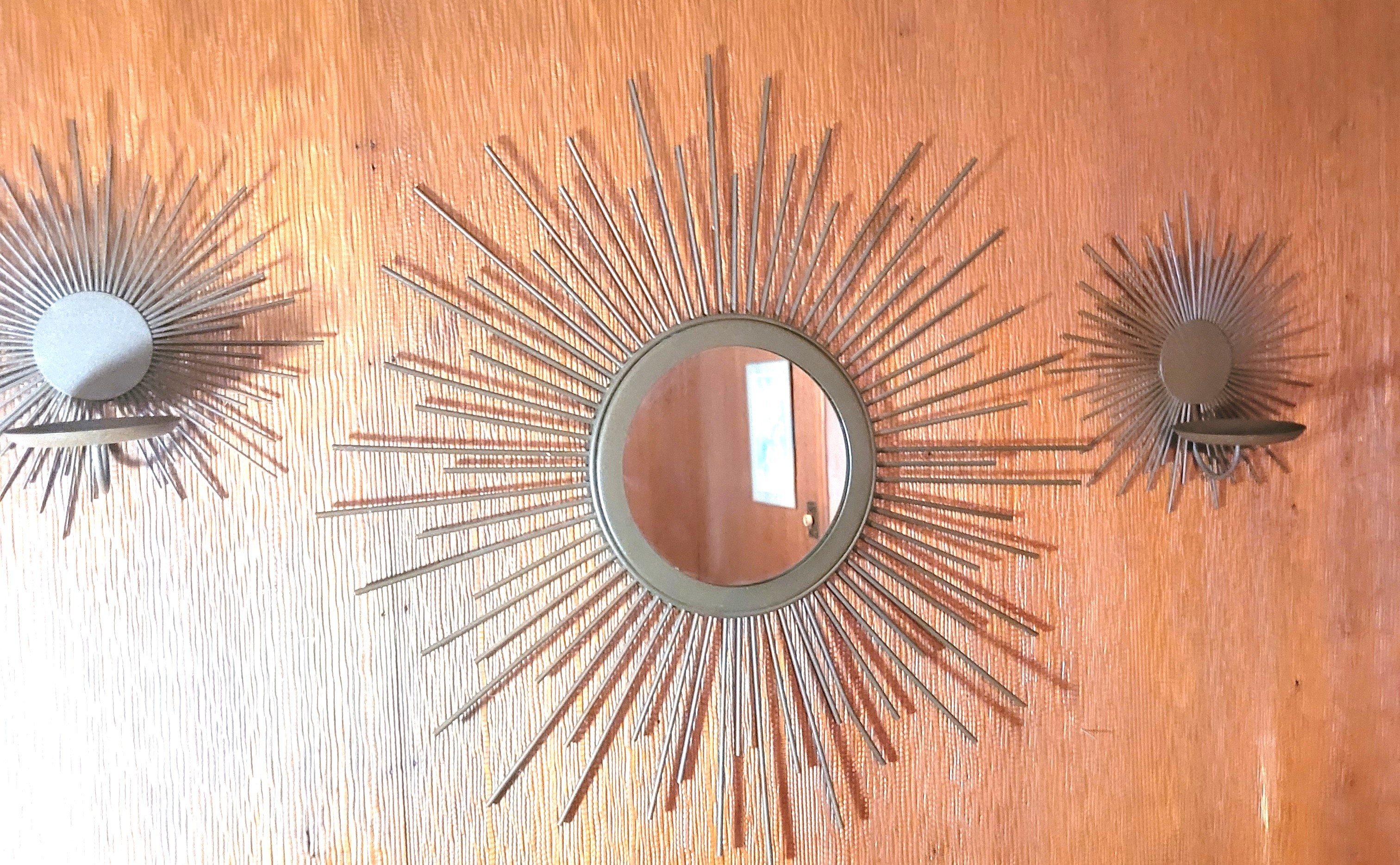 3pc Style Sunburst Wall Set Large 23" Starburst Mirror and duo - photo 3