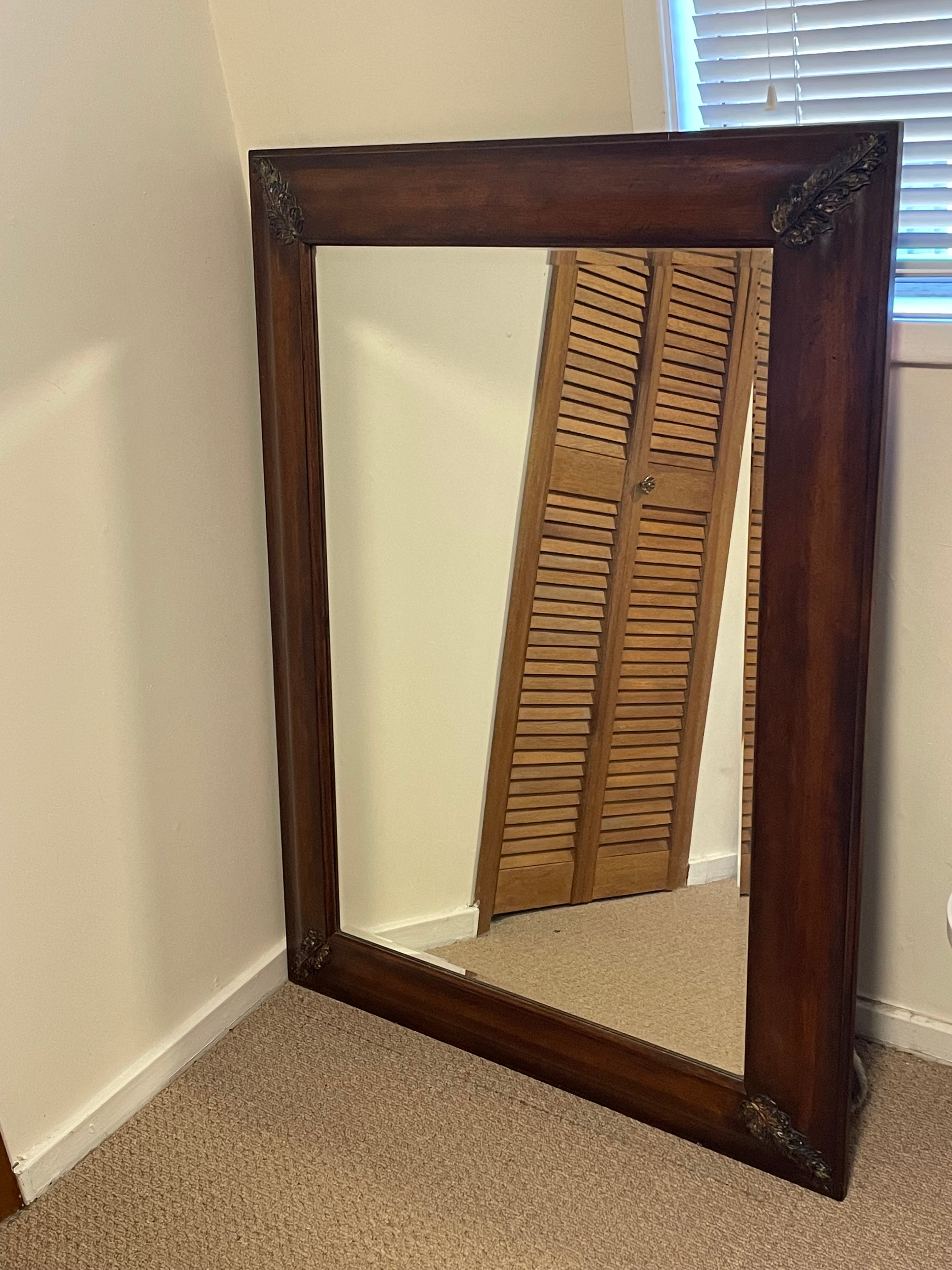 Wooden Framed Mirror with Leaf Detail