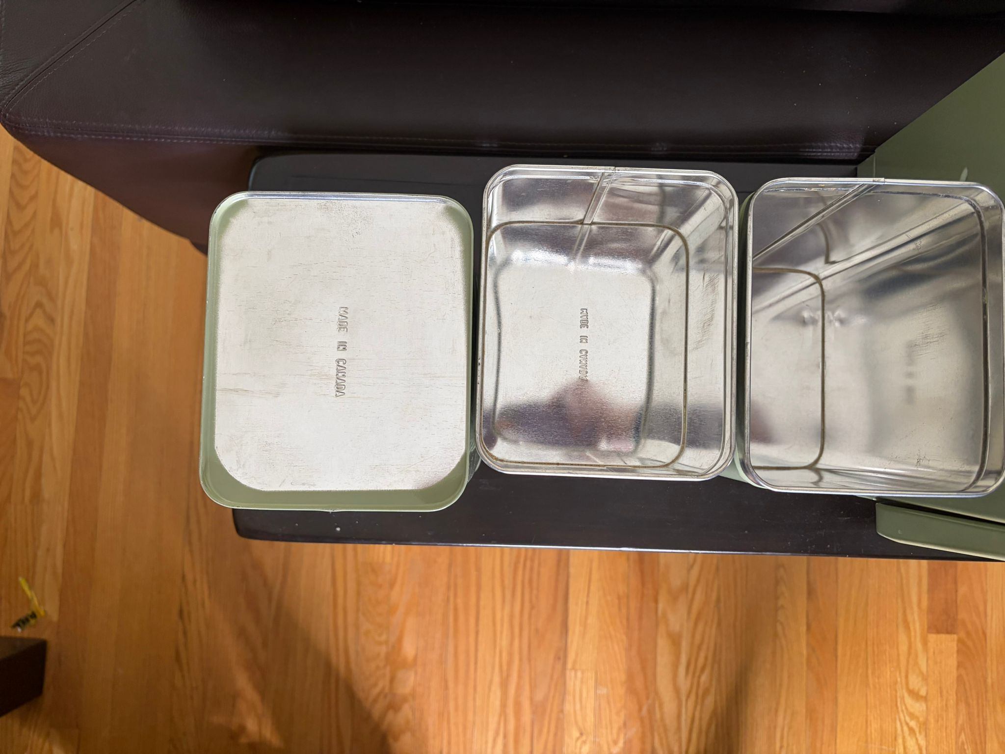 1960's Set of 5 Pieces-Green Steel Bread Box With Tea ... - photo 5