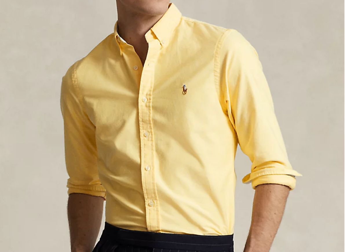 ✅👍🆕POLO 🏇 RALPH LAUREN Men's Small Slim Fit Yellow Oxford Shirt