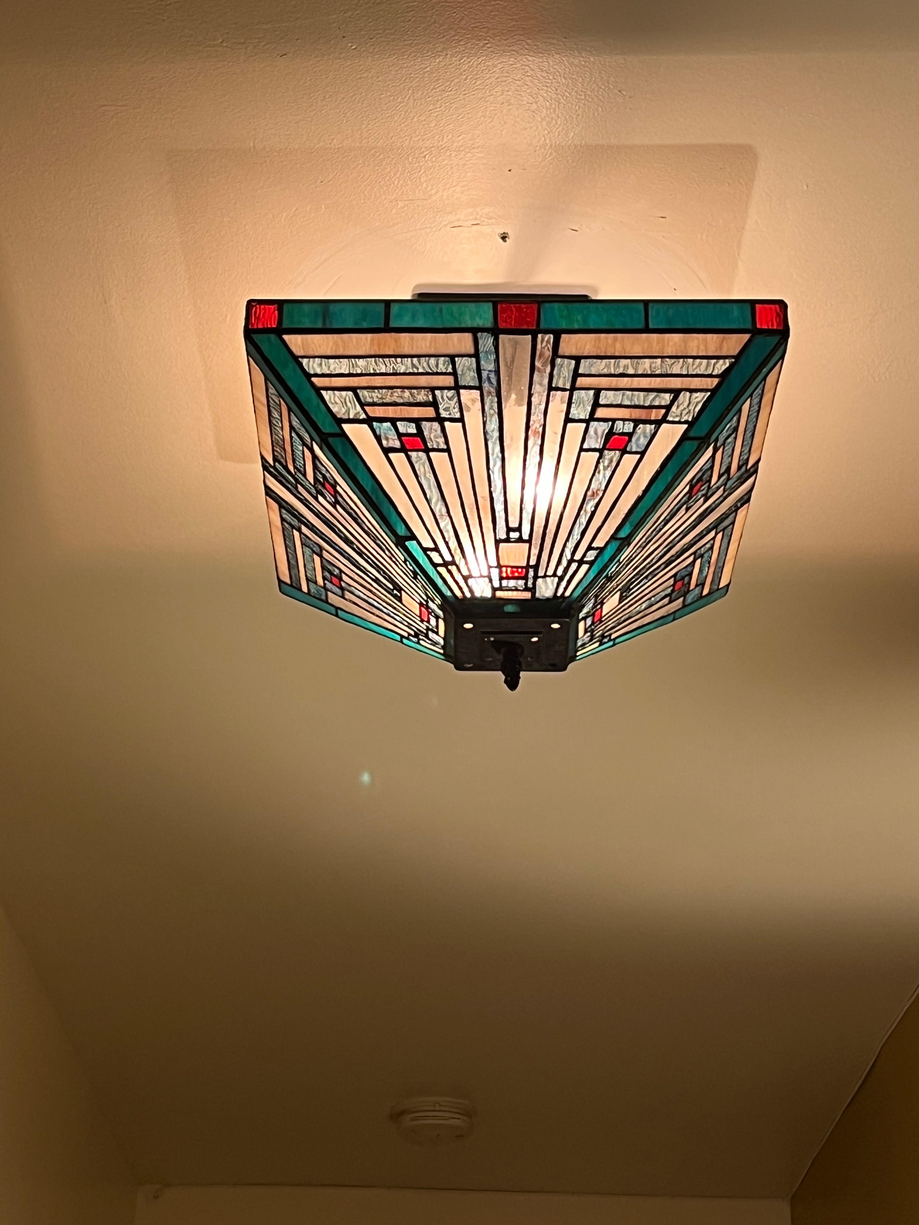 Prairie Style Stained Glass Ceiling Light