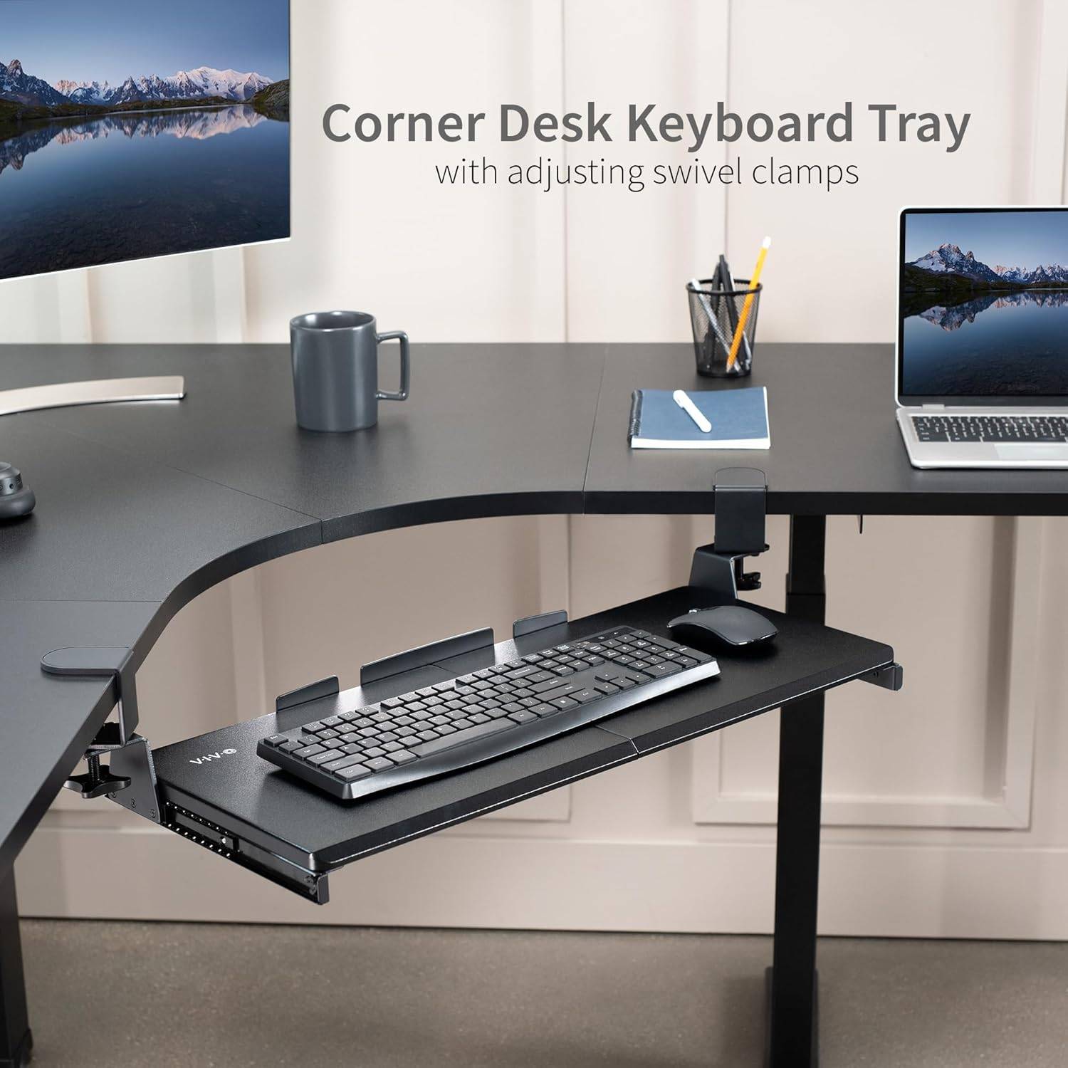 New VIVO Clamp-on Computer Keyboard & Mouse tray Fits Corners - photo 4