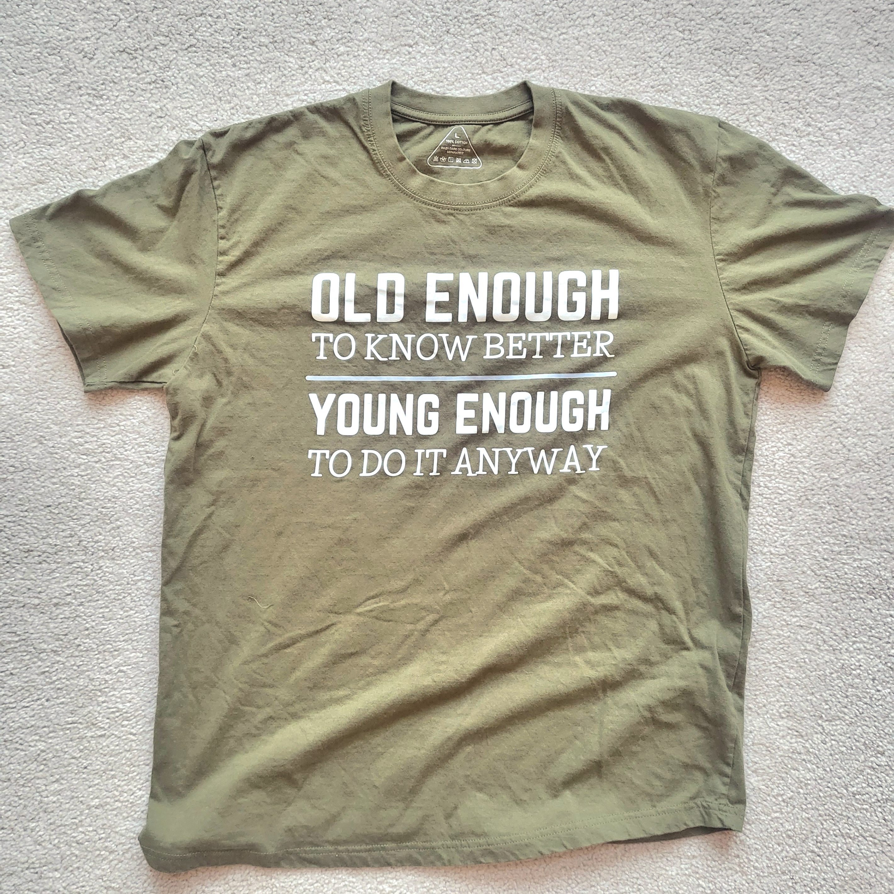 New Size Large Moss Green Graphic Comedic T-Shirt - South Ajax