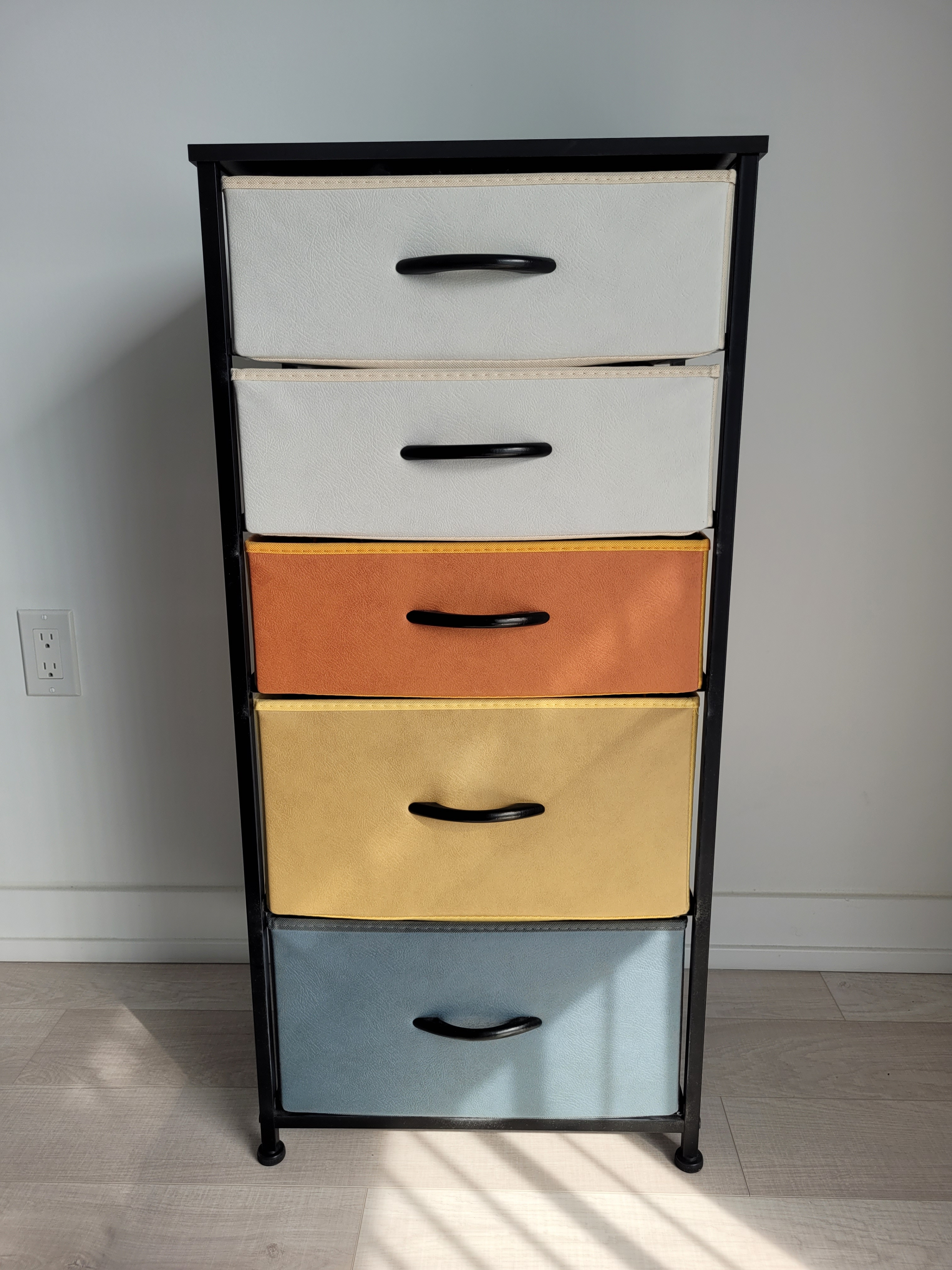 Multicolor Compact 5-Drawer Fabric Dresser Wood Top Steel Frame - photo 2
