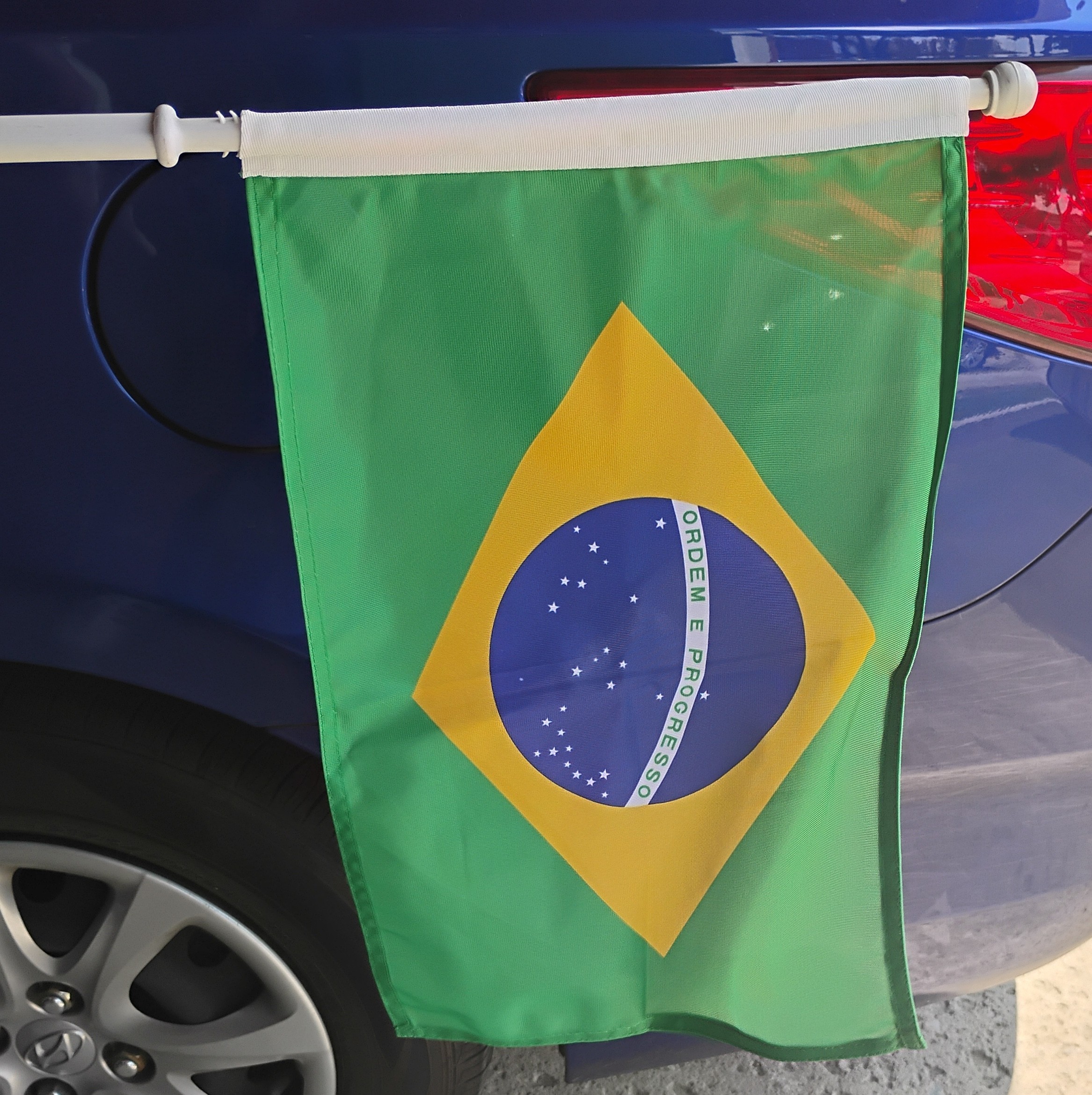 Brazil Flag With Car Stick Flag Pole