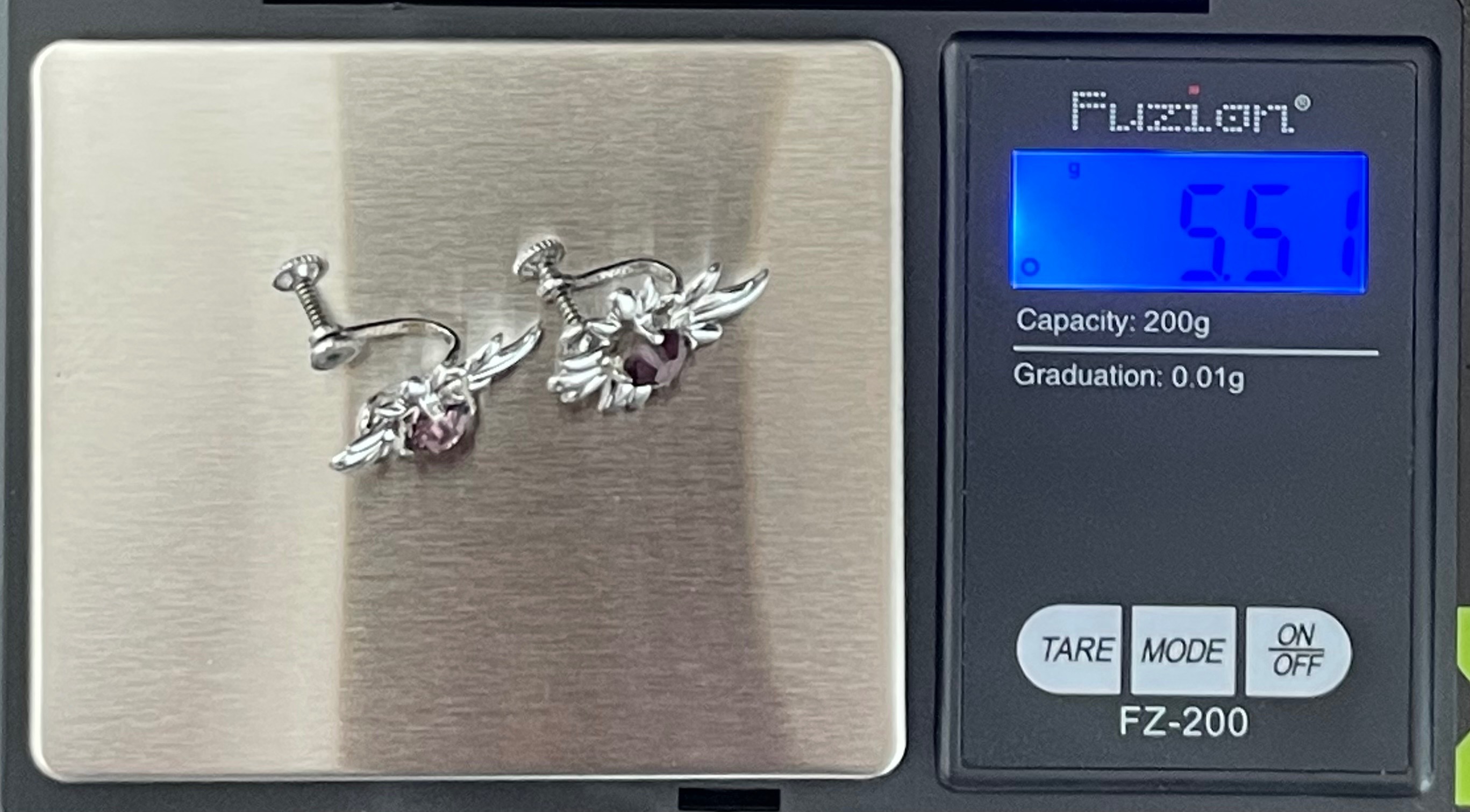 Vintage Sterling Silver & Amethyst Screw-Back Earrings – 40s/50s - photo 4
