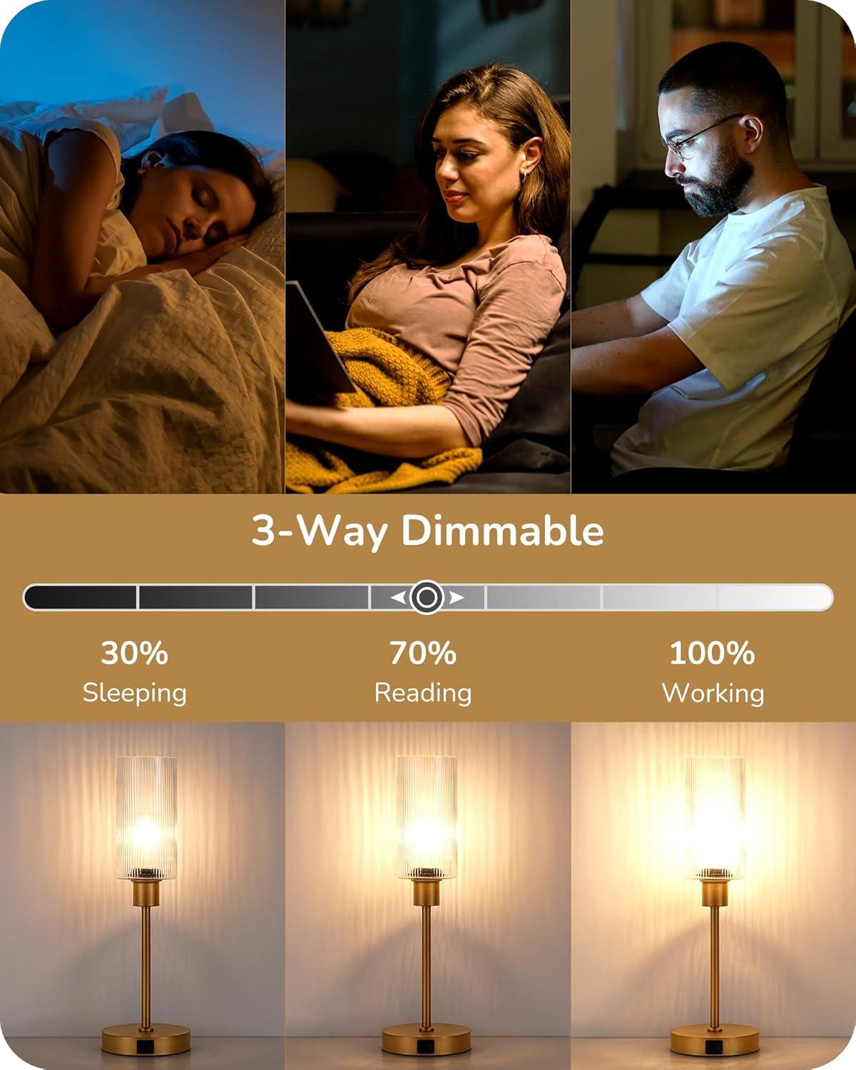 Gold Desk Lamp with USB Ports and 3-Way Dimmable - photo 4