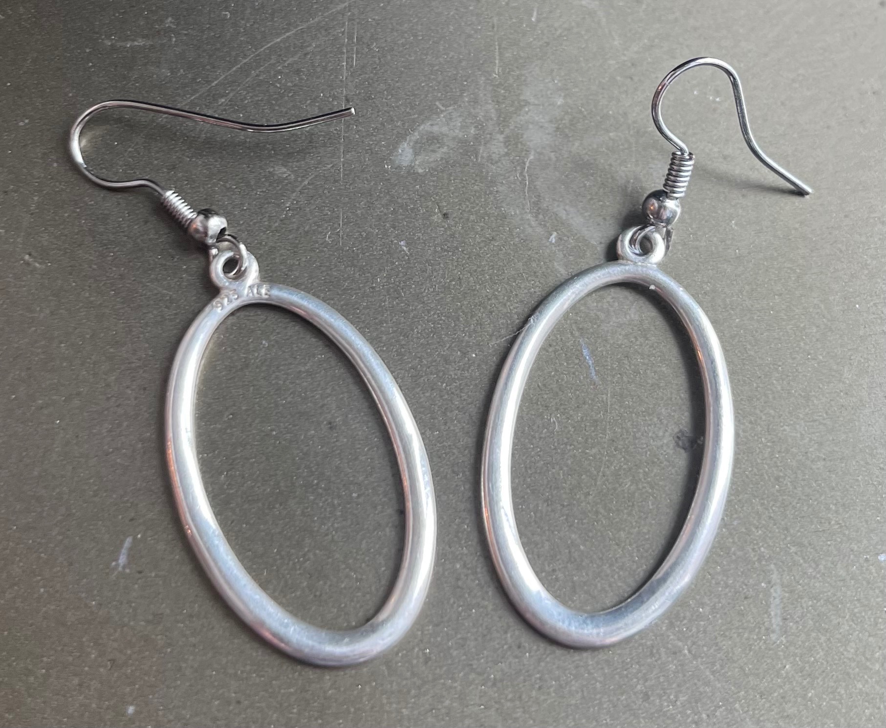 Authentic PANDORA Sleek Sterling Silver Oval Hoop Earrings