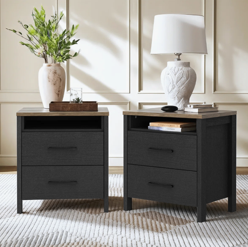 Set of 2 Black Nightstands - New in box