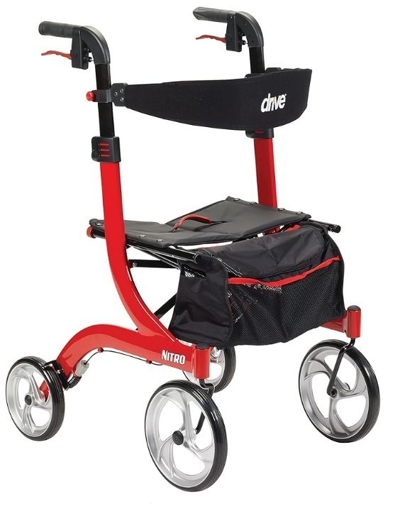 Drive Medical Nitro Euro Style Walker Rollator, Tall, Red (NEW)
