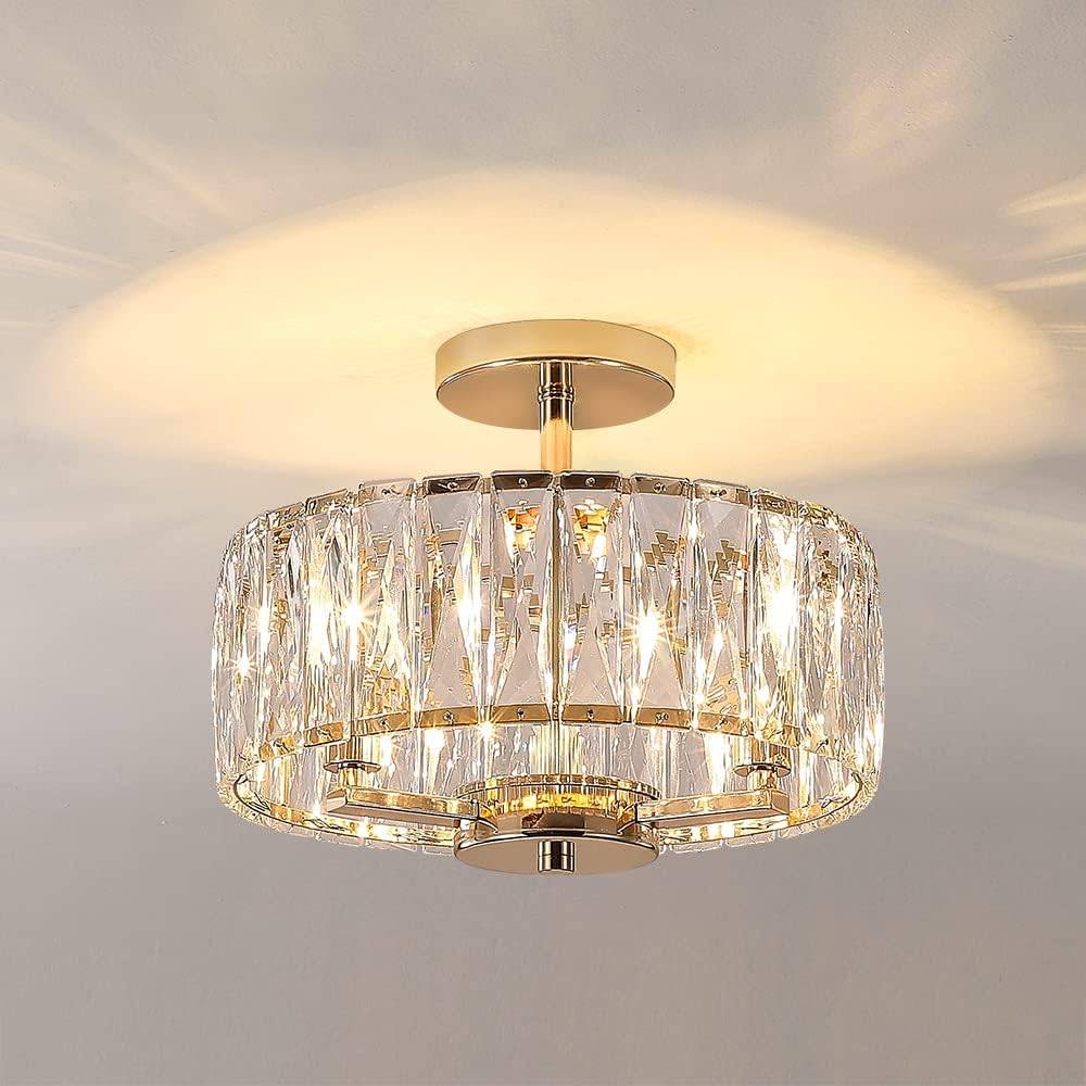Crystal Chandelier Flush Mount Light Fixture