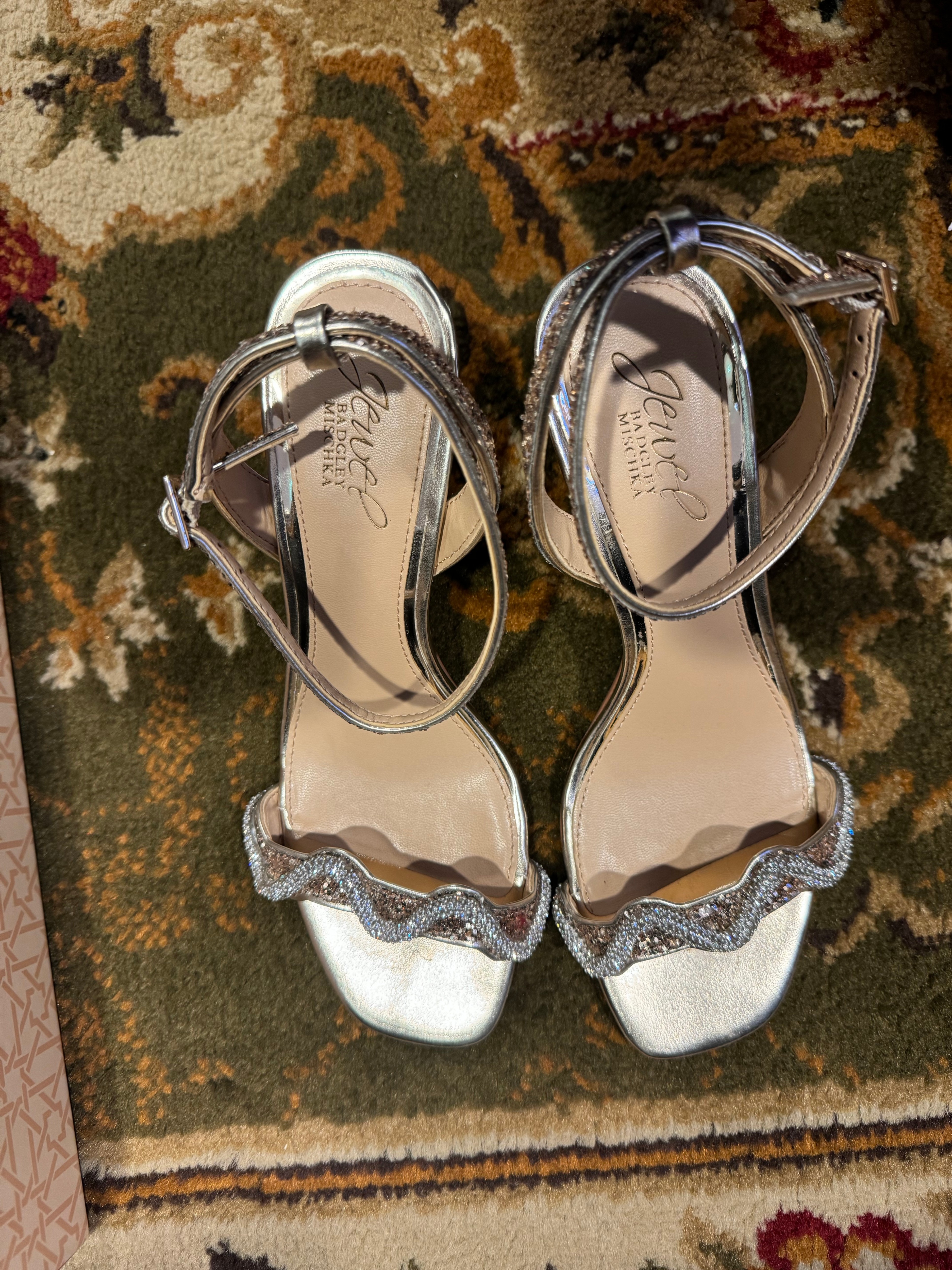 Jewel Badgley Mischka Gem Block Heel Sandals