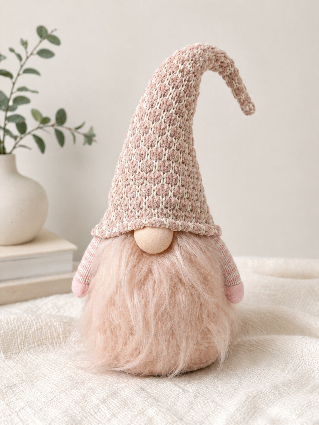 Weighted Pastel Gnome 40cm Pink Knit Hat Decor