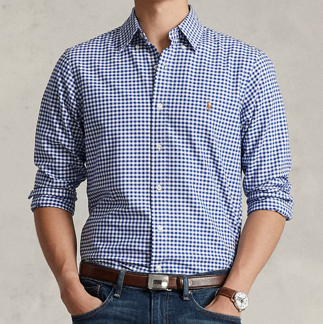 ✅👍🆕POLO 🏇 RALPH LAUREN Men's Small Classic Gingham Oxford Shirt