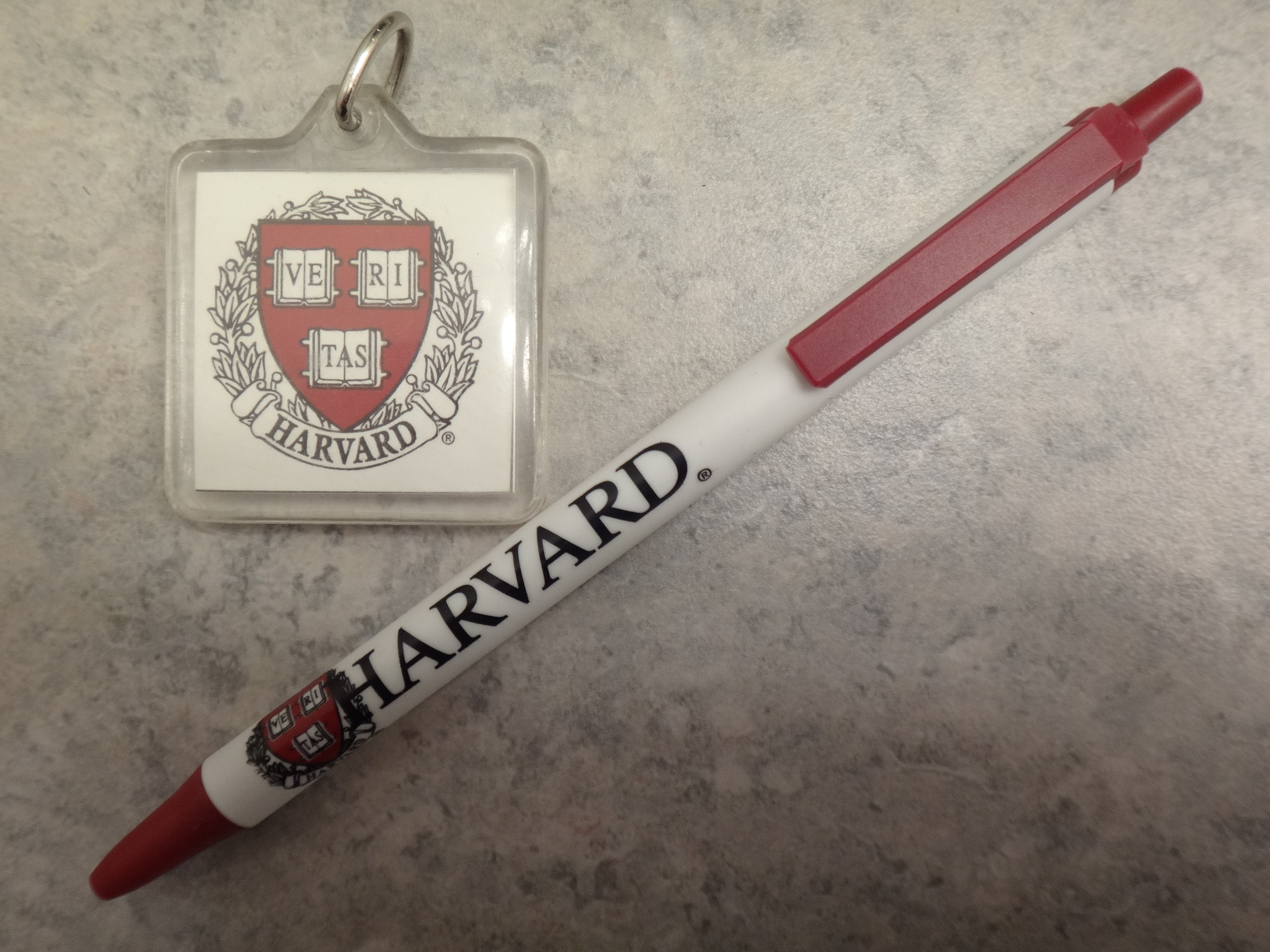 ✅♻️HARVARD University Plastic Keychain & Bic Ball Point Pen