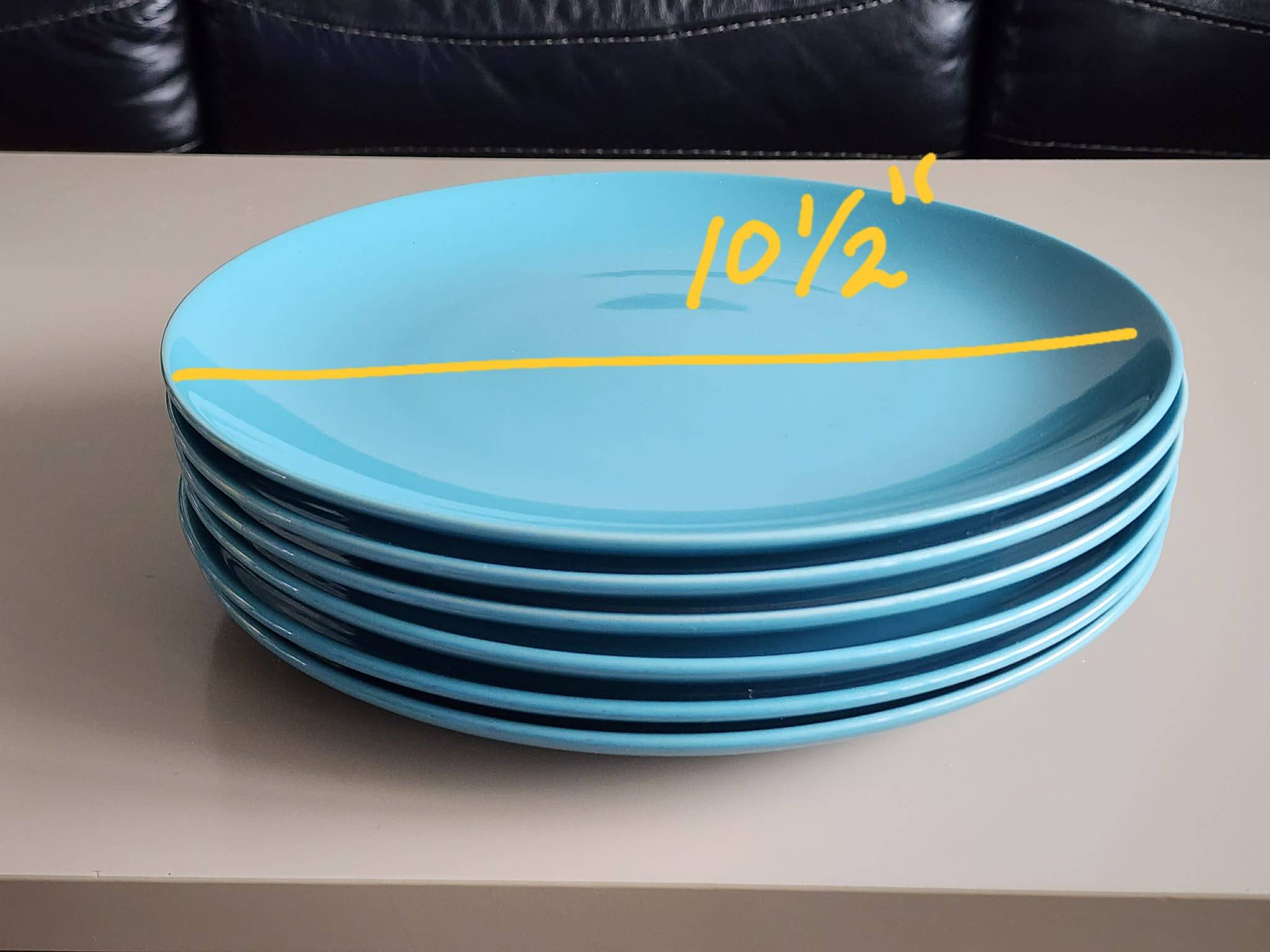 6 Blue Dinner Plates 10" - photo 2