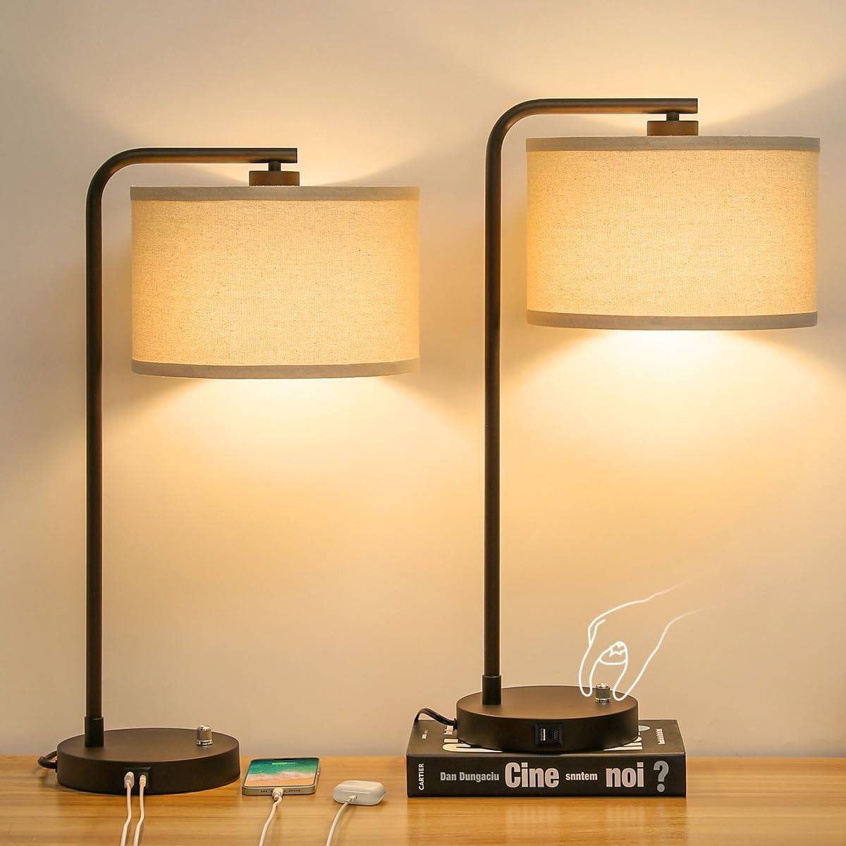 25-inch Tall Table Lamp with Dual USB Ports 2 sets - photo 5
