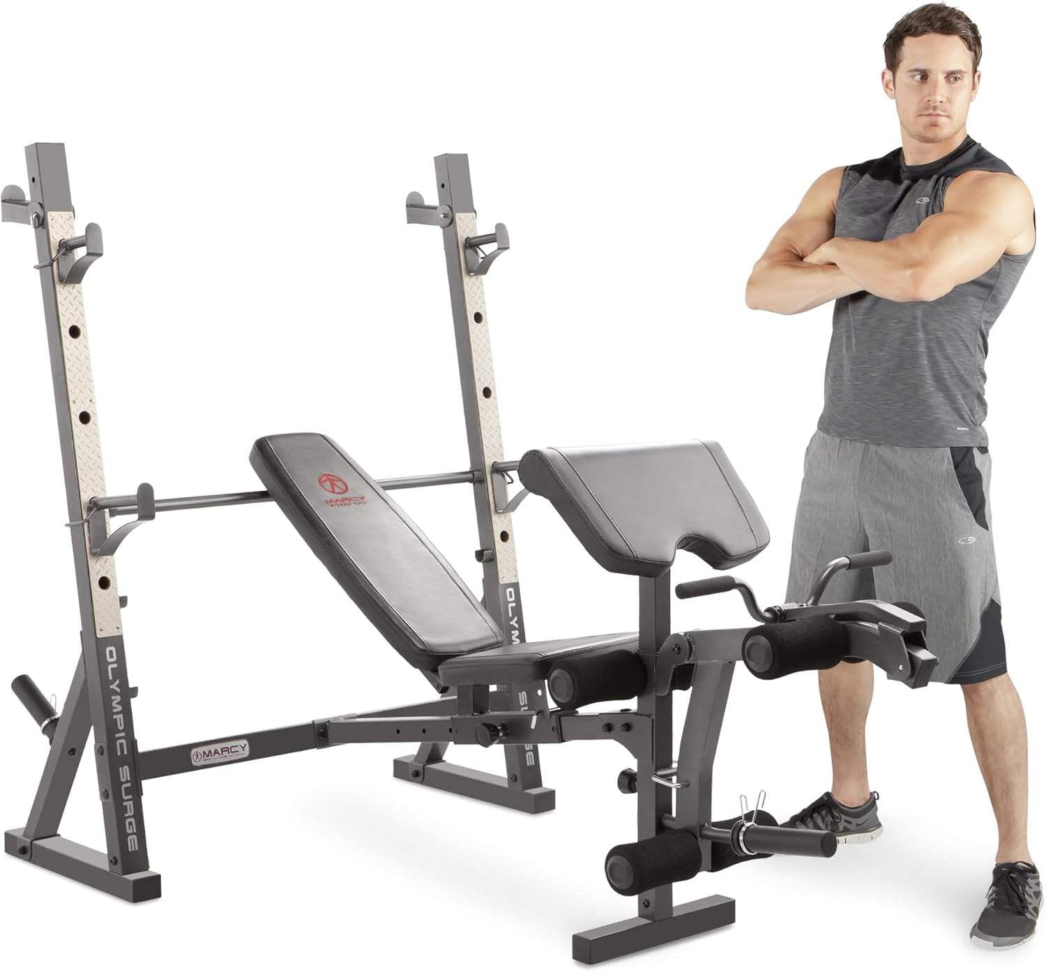 Marcy Olympic Weight Bench Full-Body Set With Plates/Barbell