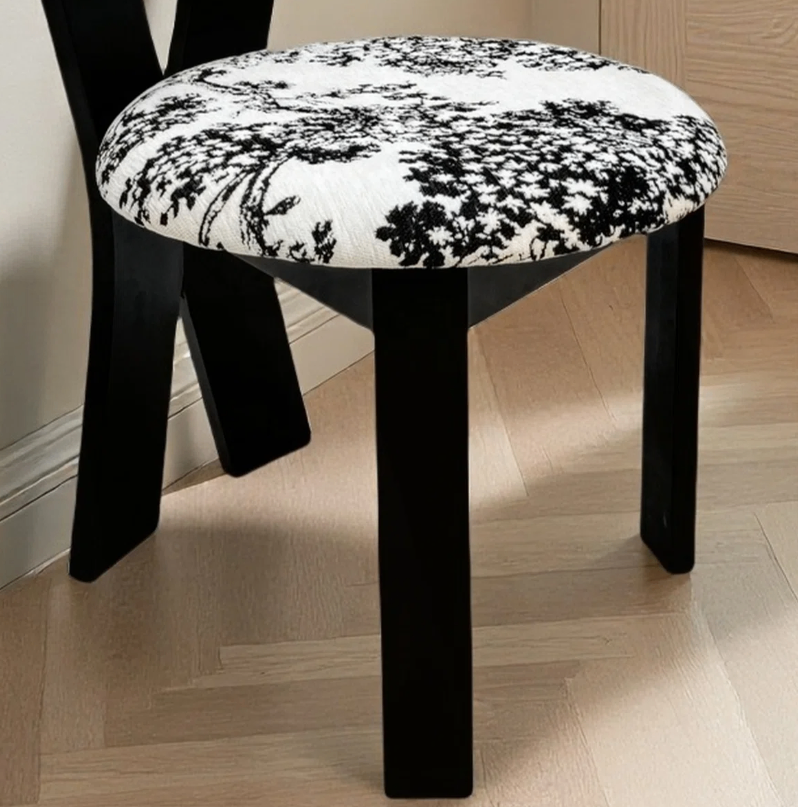Black Dining Chair with Toile Fabric Seat - Set of 4(New in box) - photo 5