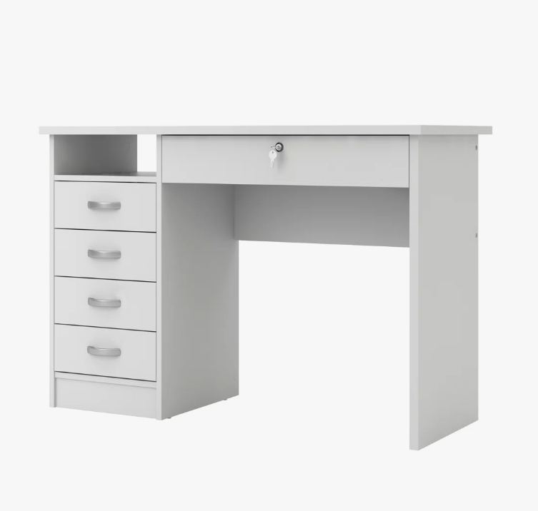 White Desk with 5 Drawers and Lockable Top Drawer - NEW IN BOX - photo 4