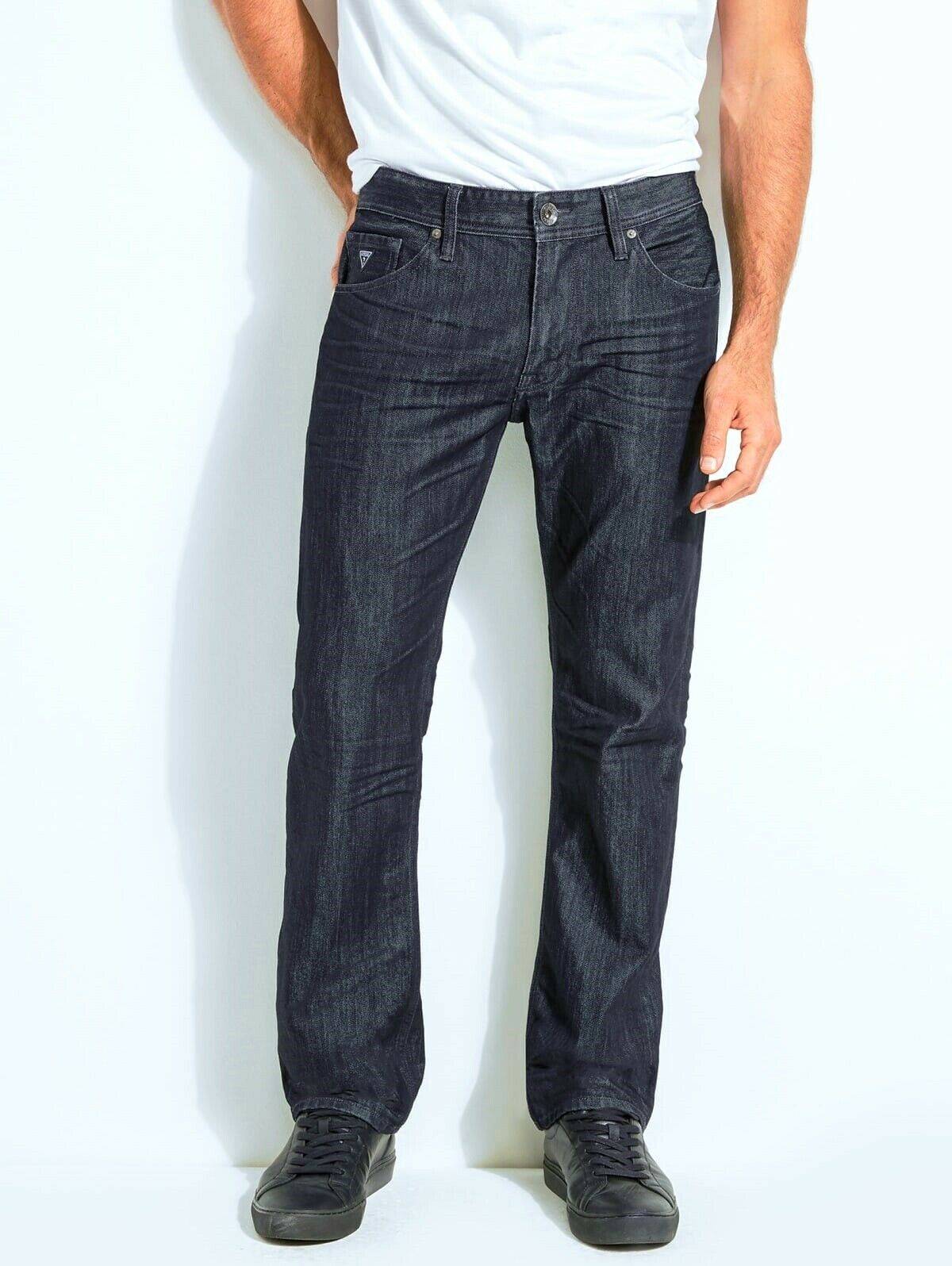 ✅♻️G U E S S Men's 30W x 32L Regular Straight Dark Wash Jeans