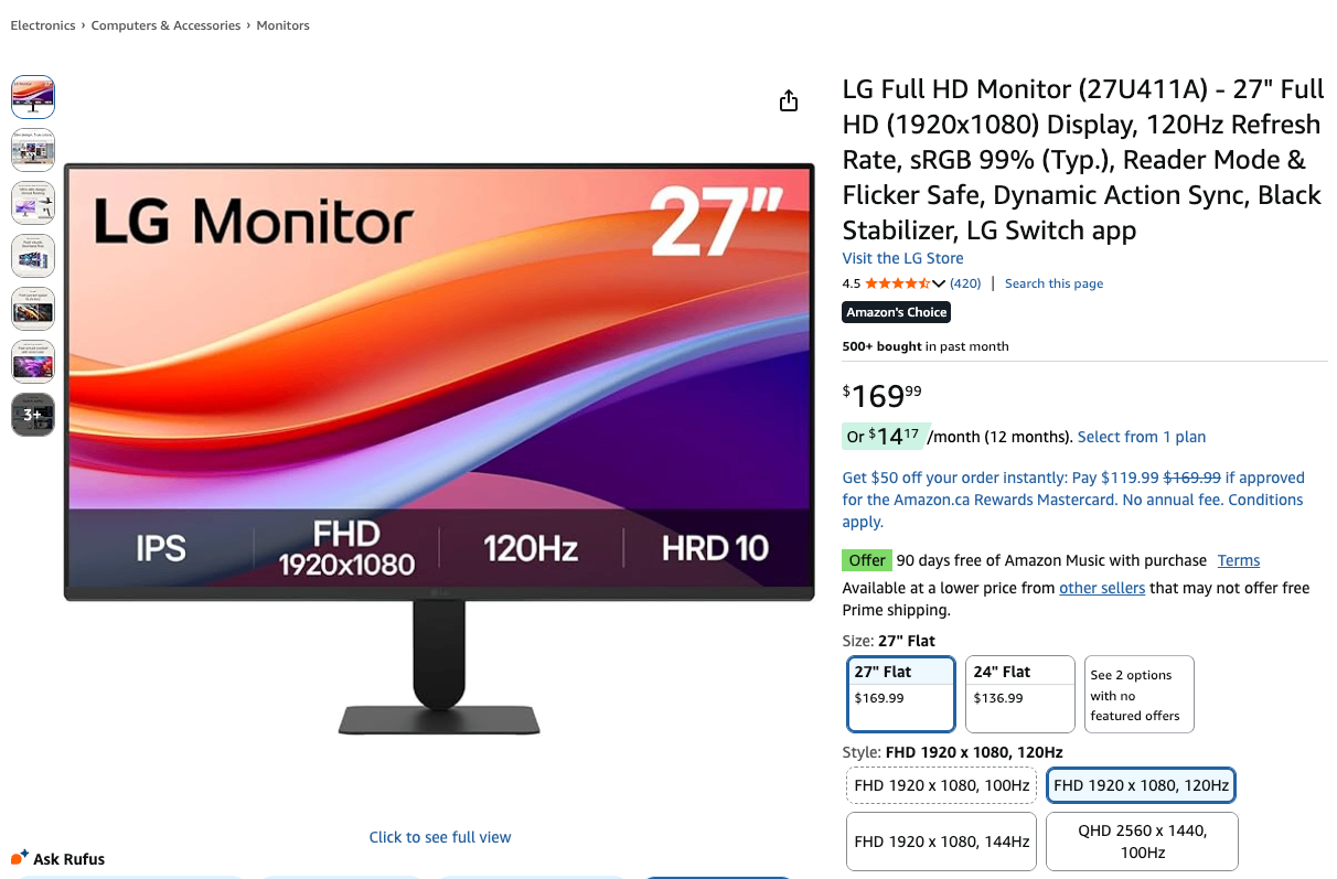 LG 27” Monitor (27U411A) – Excellent Condition