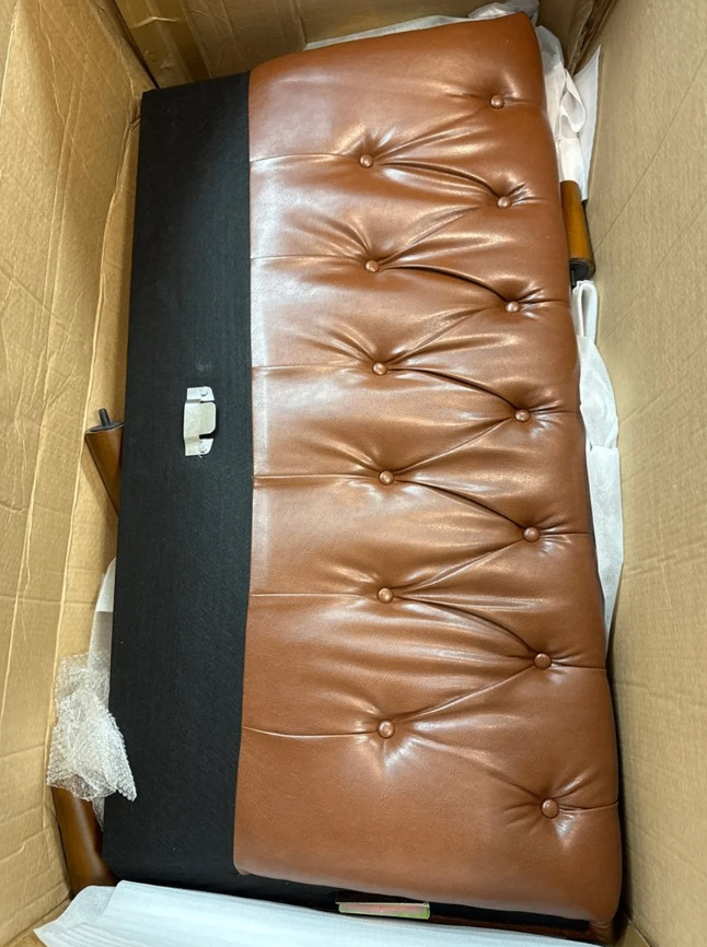 Brown Tufted Faux Leather Loveseat - photo 4