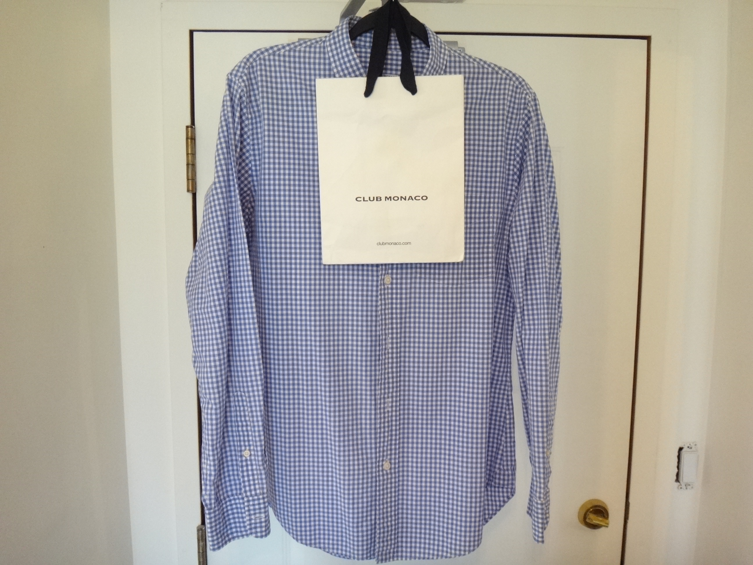 ✅♻️CLUB MONACO Men's Medium Slim Fit Light Blue & White Shirt