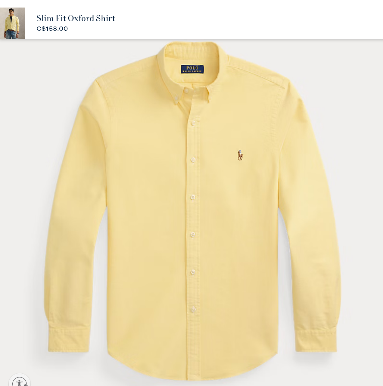 ✅👍🆕POLO 🏇 RALPH LAUREN Men's Small Slim Fit Yellow Oxford Shirt - photo 5