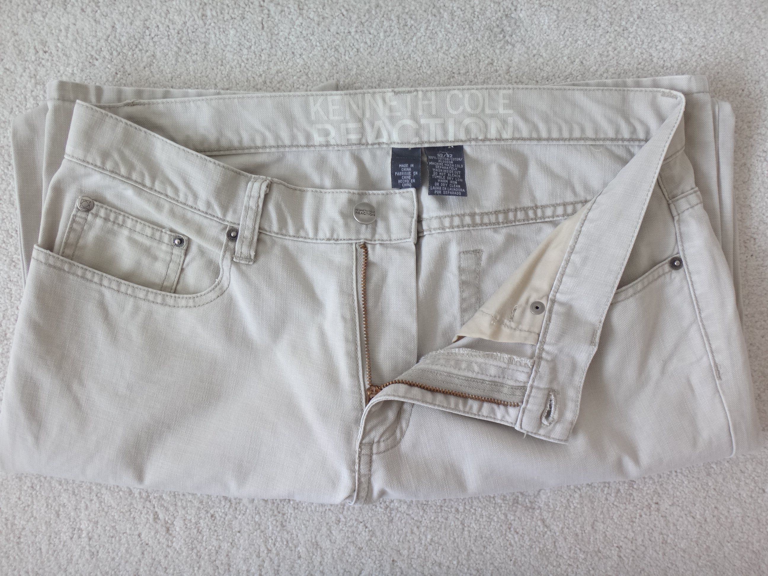 ✅♻️KENNETH COLE Men's 32 x 32 Light Khaki 5 Pocket Jeans
