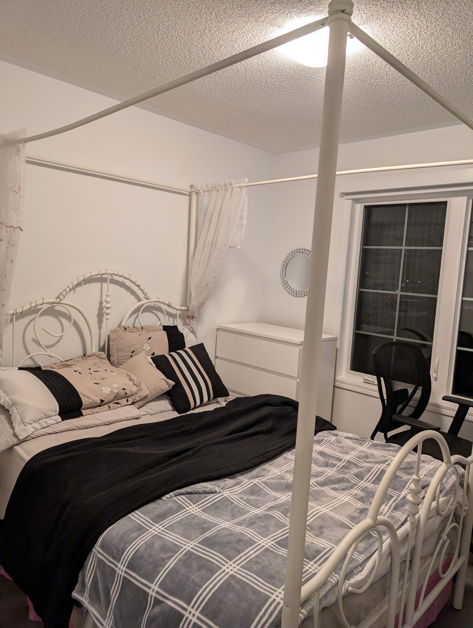 White Metal Canopy Double Bed Frame