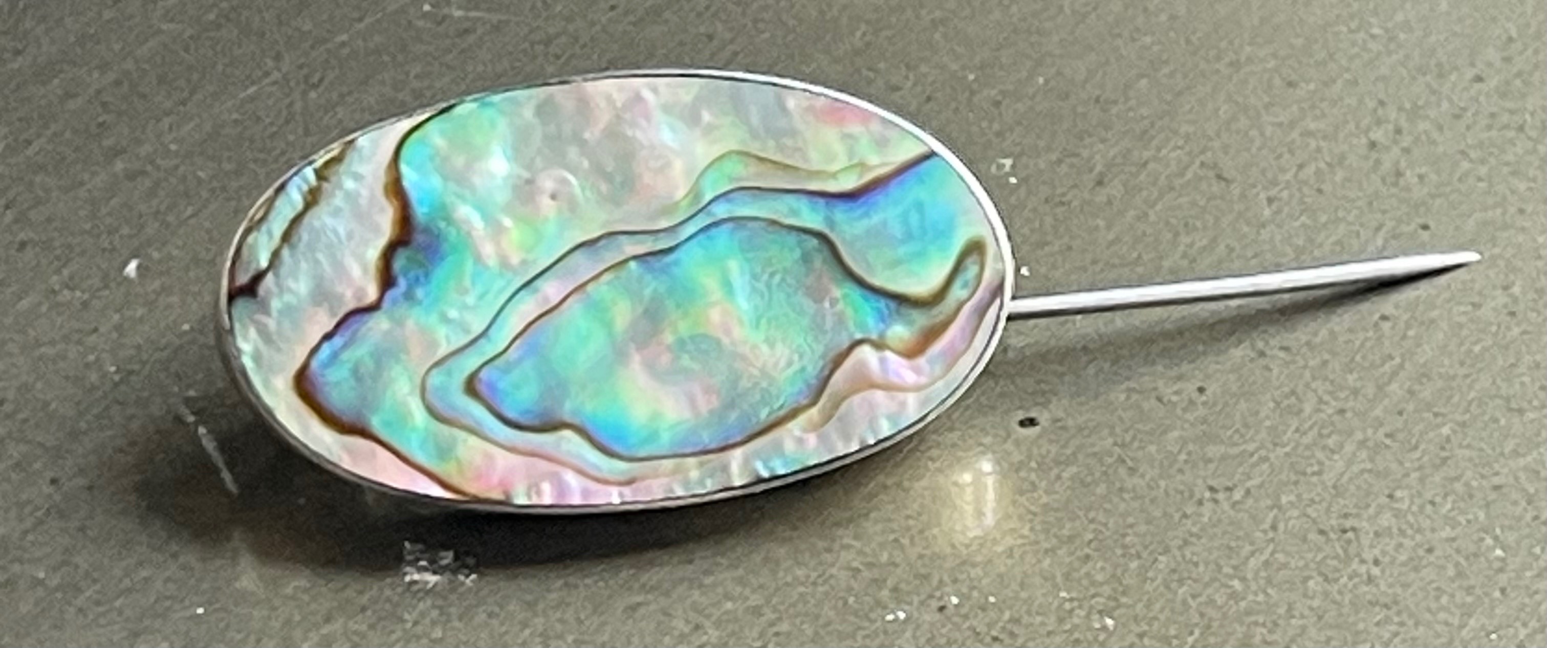 Vintage Mexican Sterling Silver & Abalone Shell Stick Pin