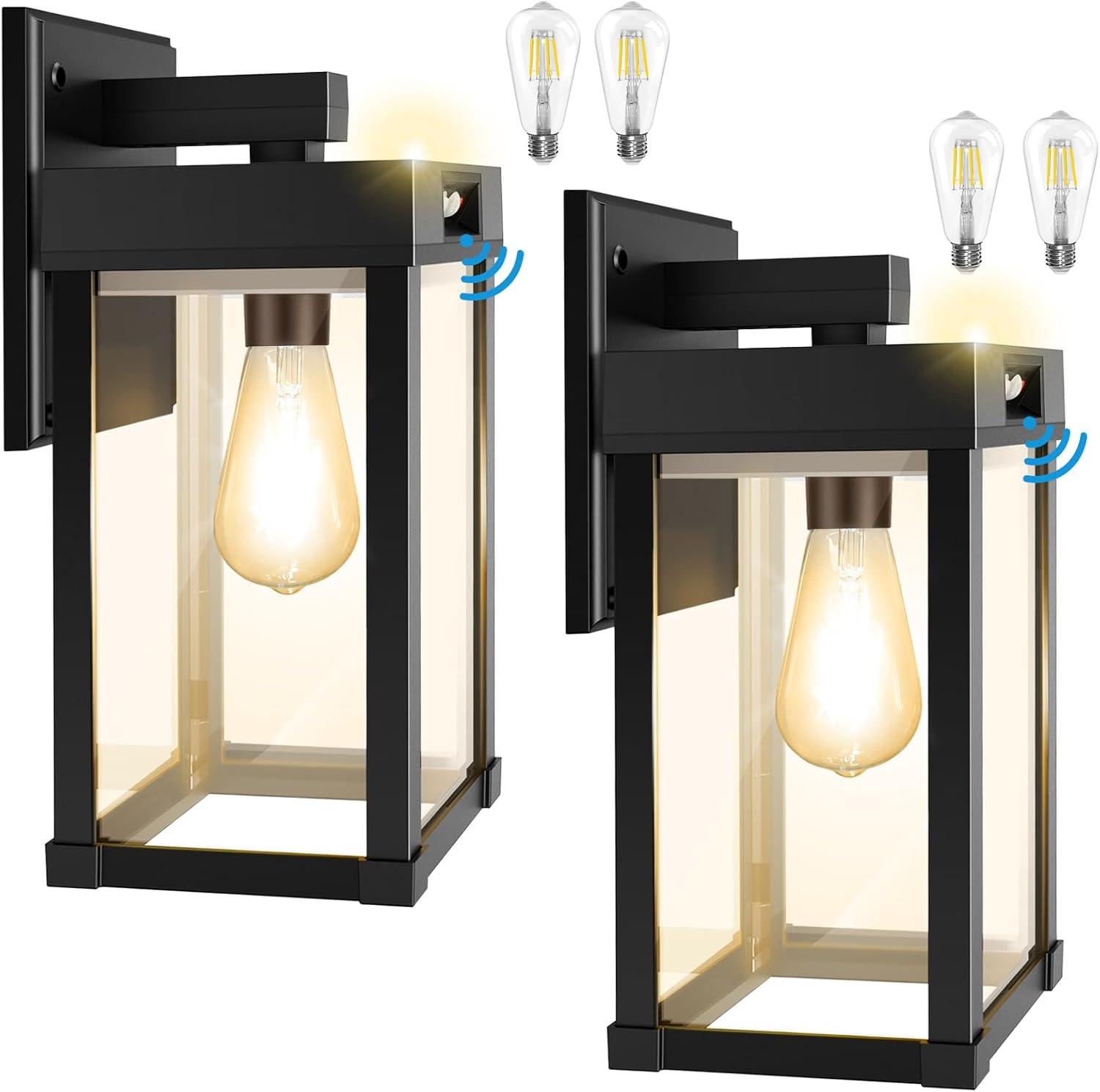 Outdoor Wall Lights with Motion Sensor - Black Metal - photo 3