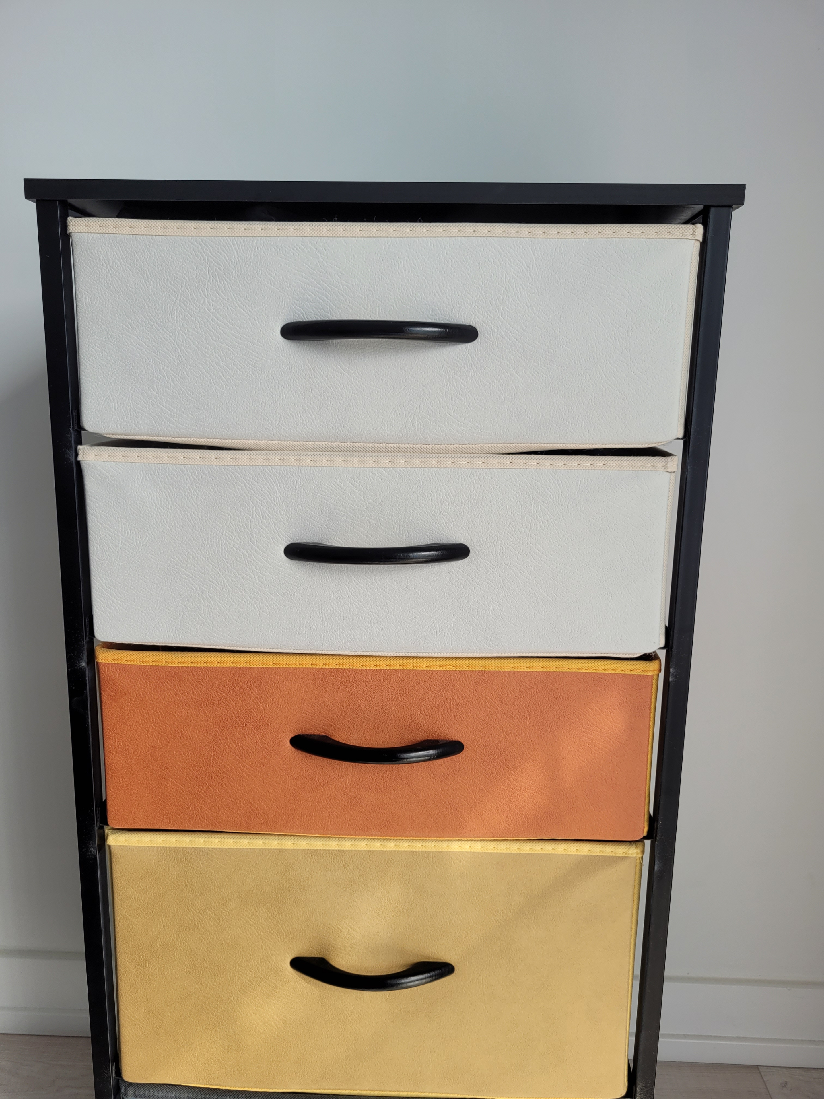 Multicolor Compact 5-Drawer Fabric Dresser Wood Top Steel Frame - photo 4