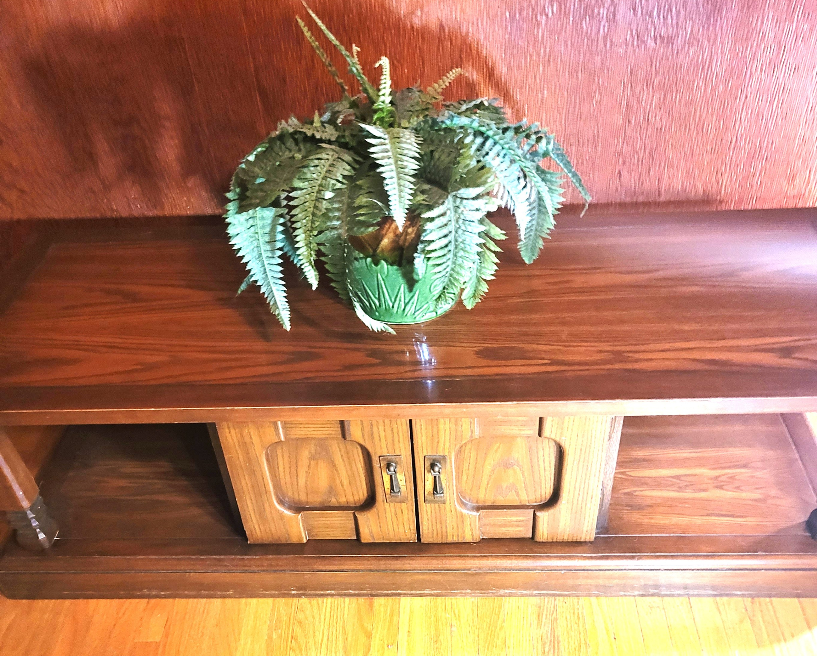 Circa 1960s Wood Coffee Table with Storage Cabinet