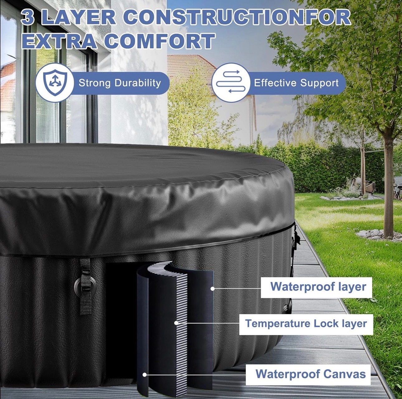 Outdoor Spa Tubs 2-4 Person Portable Blow Up Spa 120 Soothing Bu - photo 5