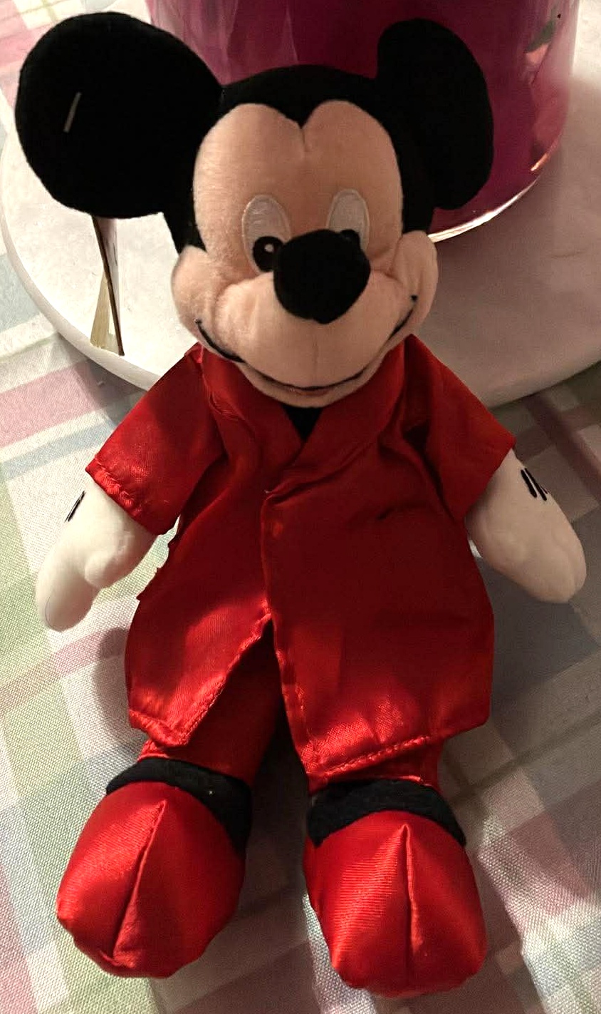 Disney Store Mini Bean Bag Mickey Mouse in Red Pajama - 8 Inches
