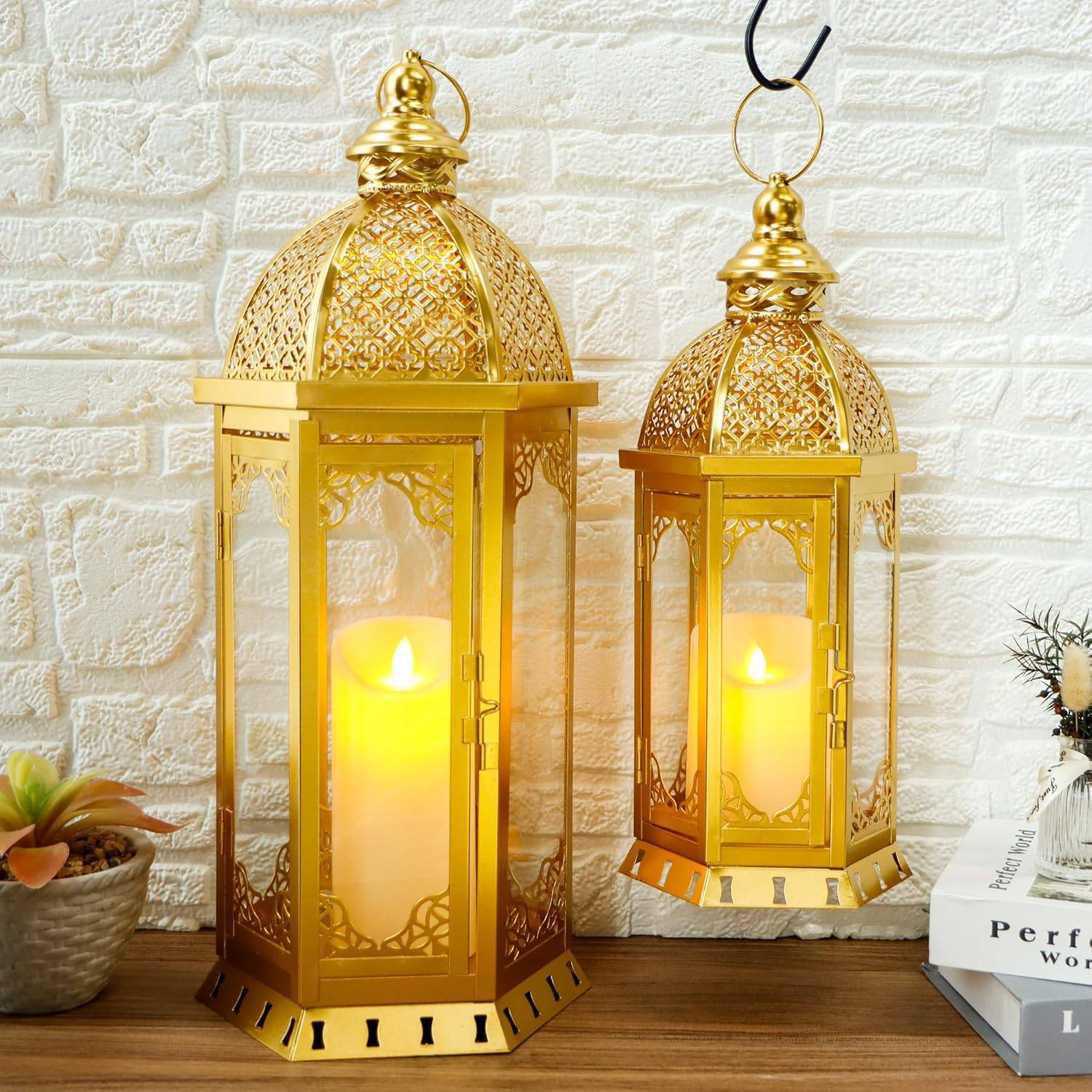 Ornate Gold Lanterns Candleholders