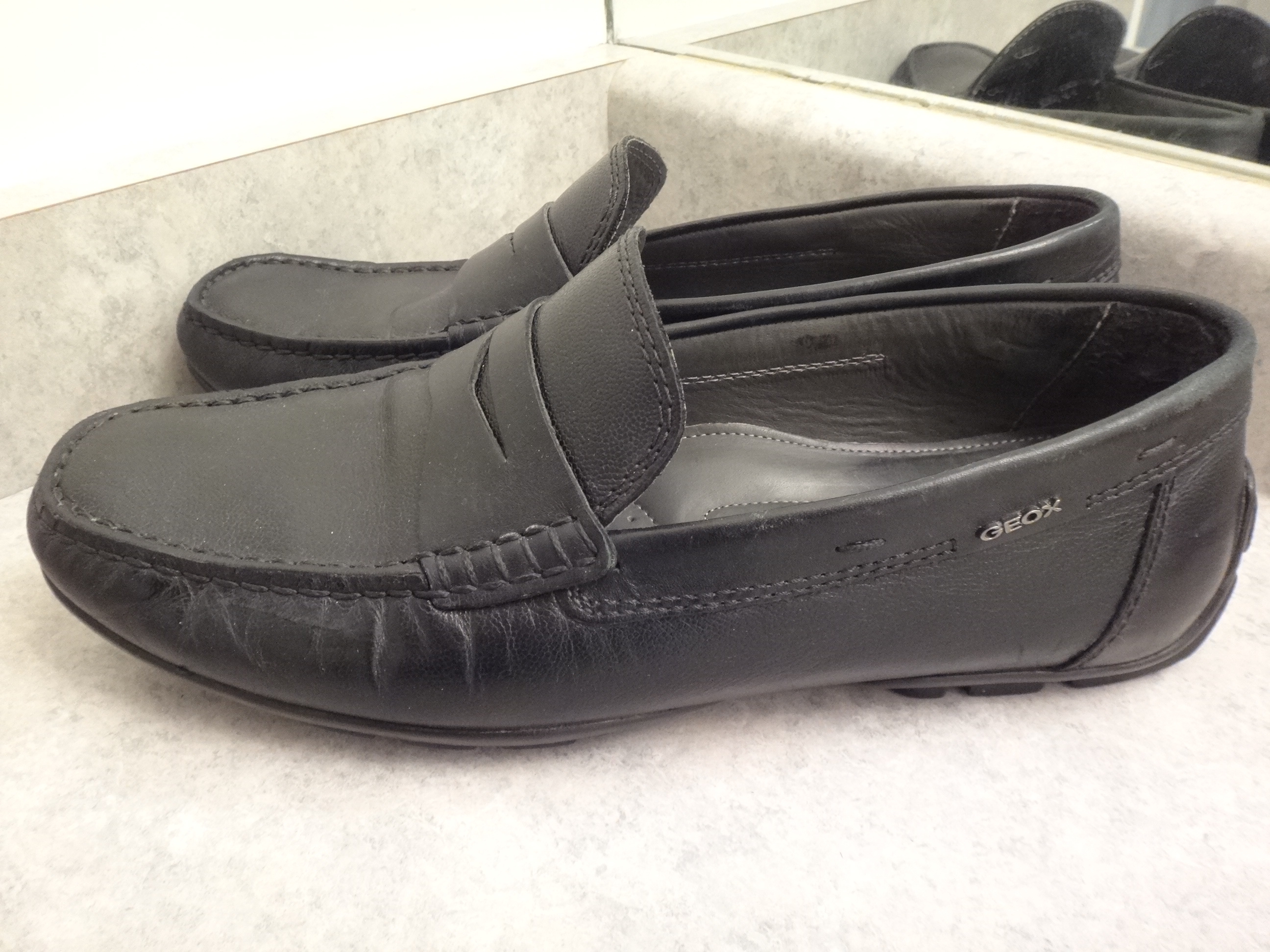 ✅♻️GEOX Men's 9 / 42 Leather & Rubber Loafers Shoes + Insoles - photo 3
