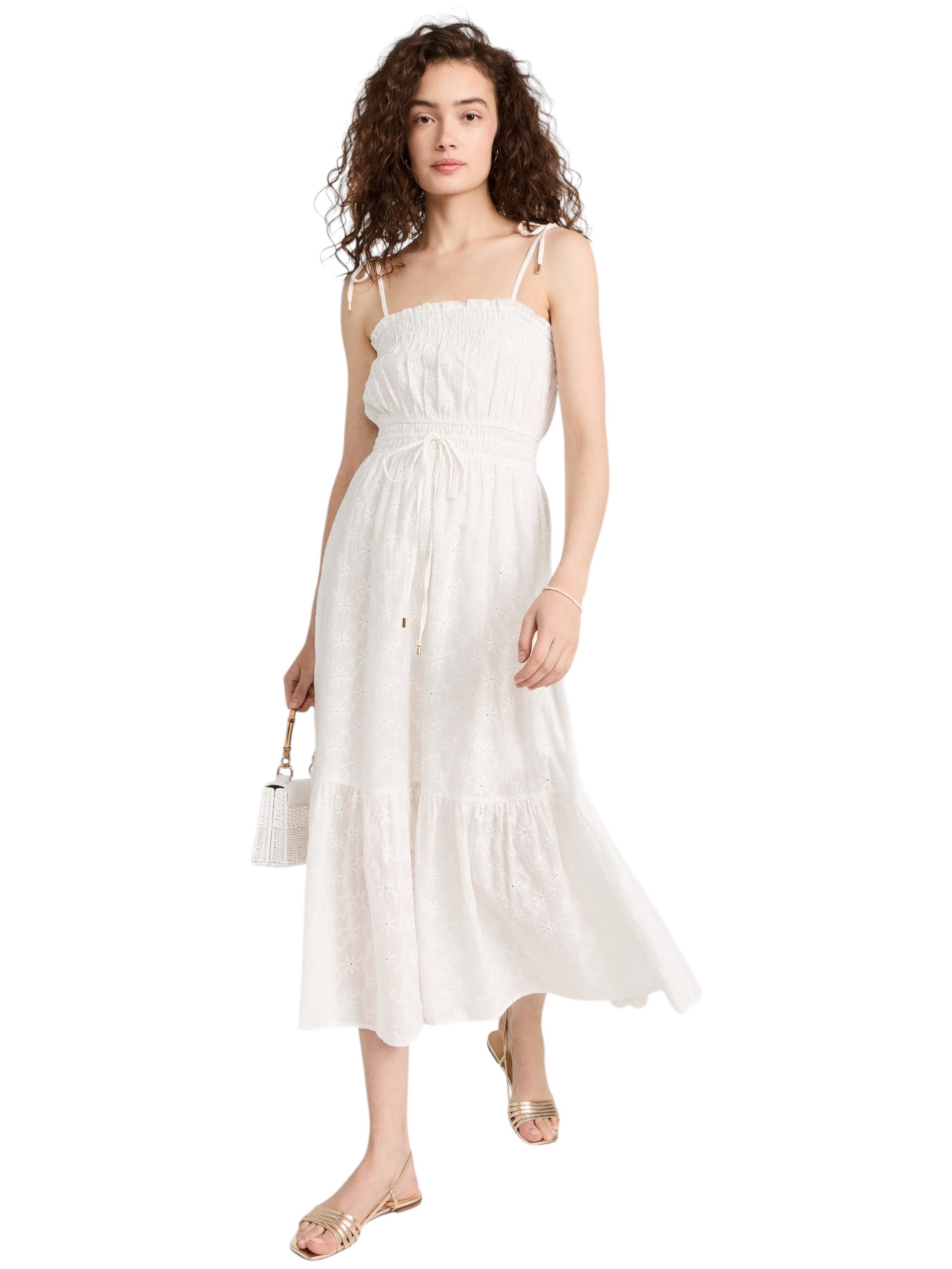 MINKPINK Sadie Brodery Maxi Sun Dress Size Small in Ivory