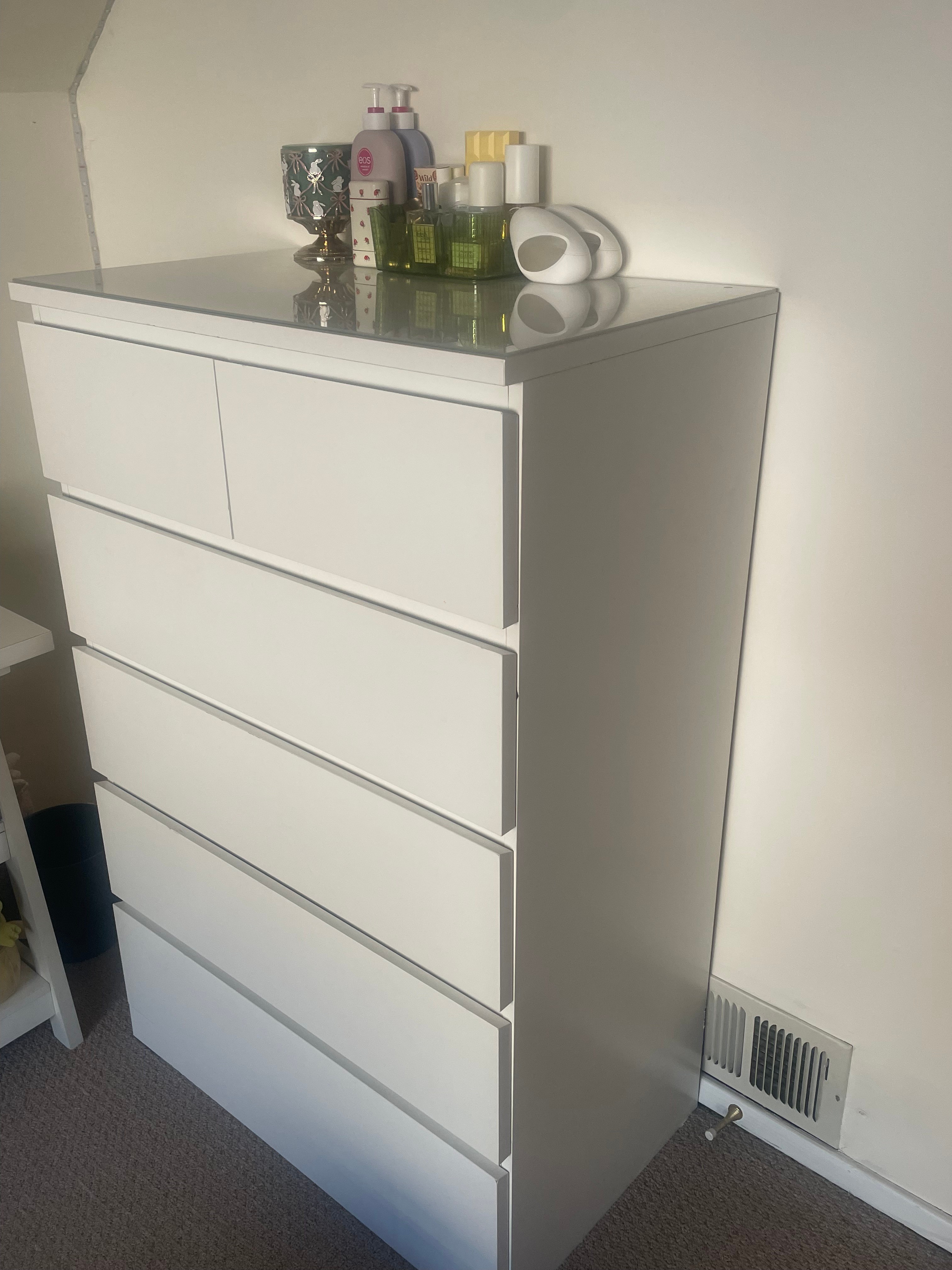 IKEA White 6-Drawer Dresser with Glass Top - photo 2